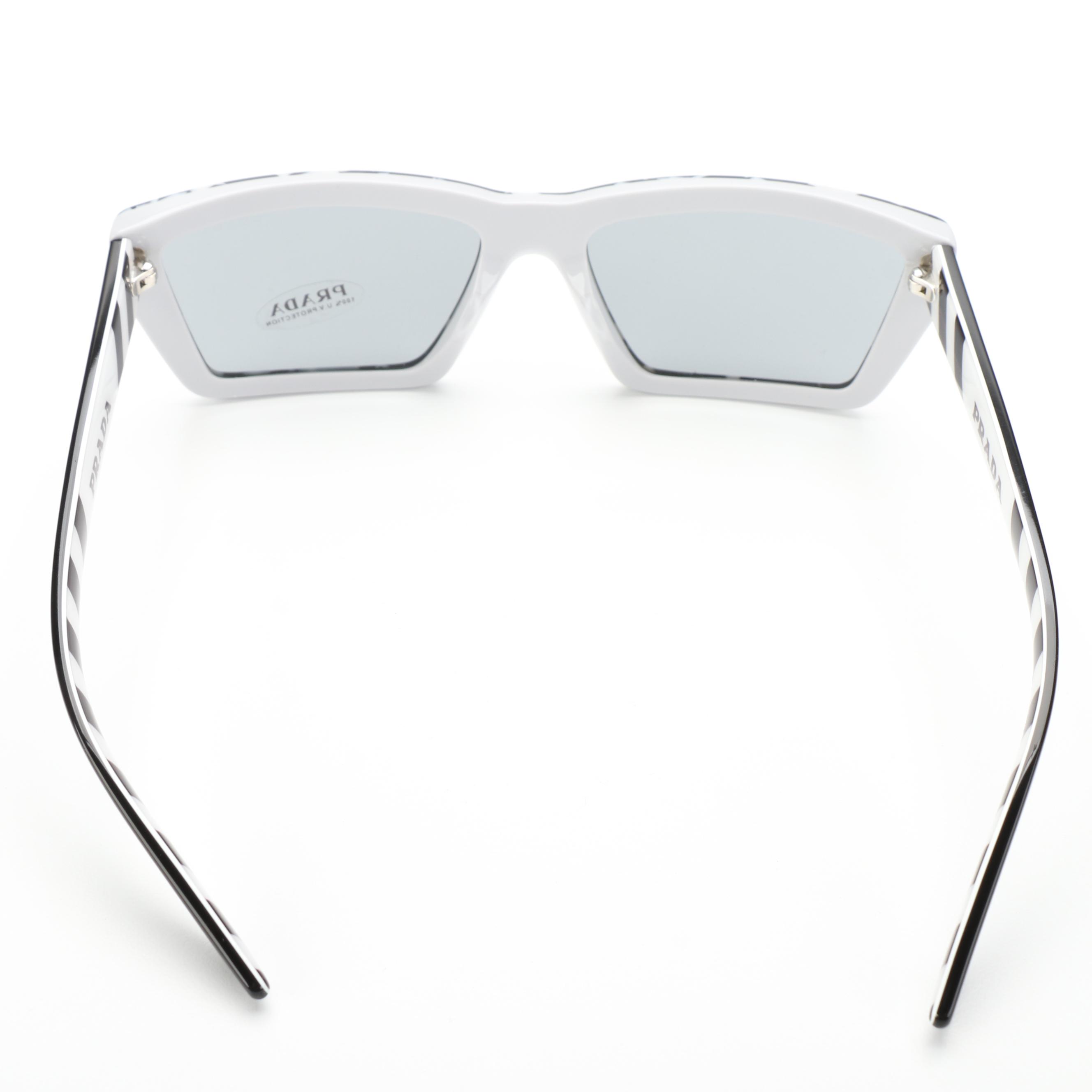 Prada SPR04V Black and White Camouflage Print Sunglasses with Case and Box