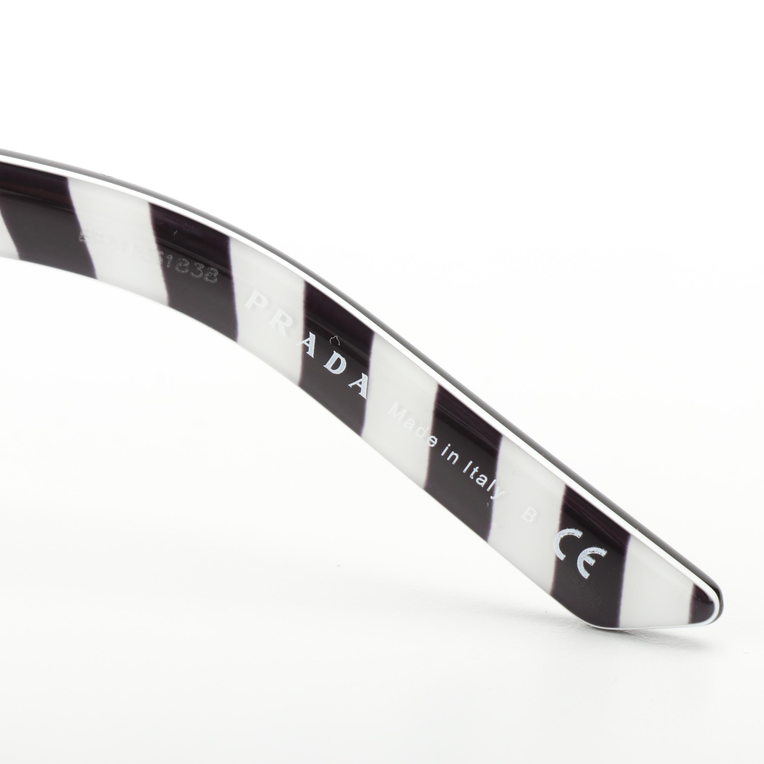 Prada SPR04V Black and White Camouflage Print Sunglasses with Case and Box