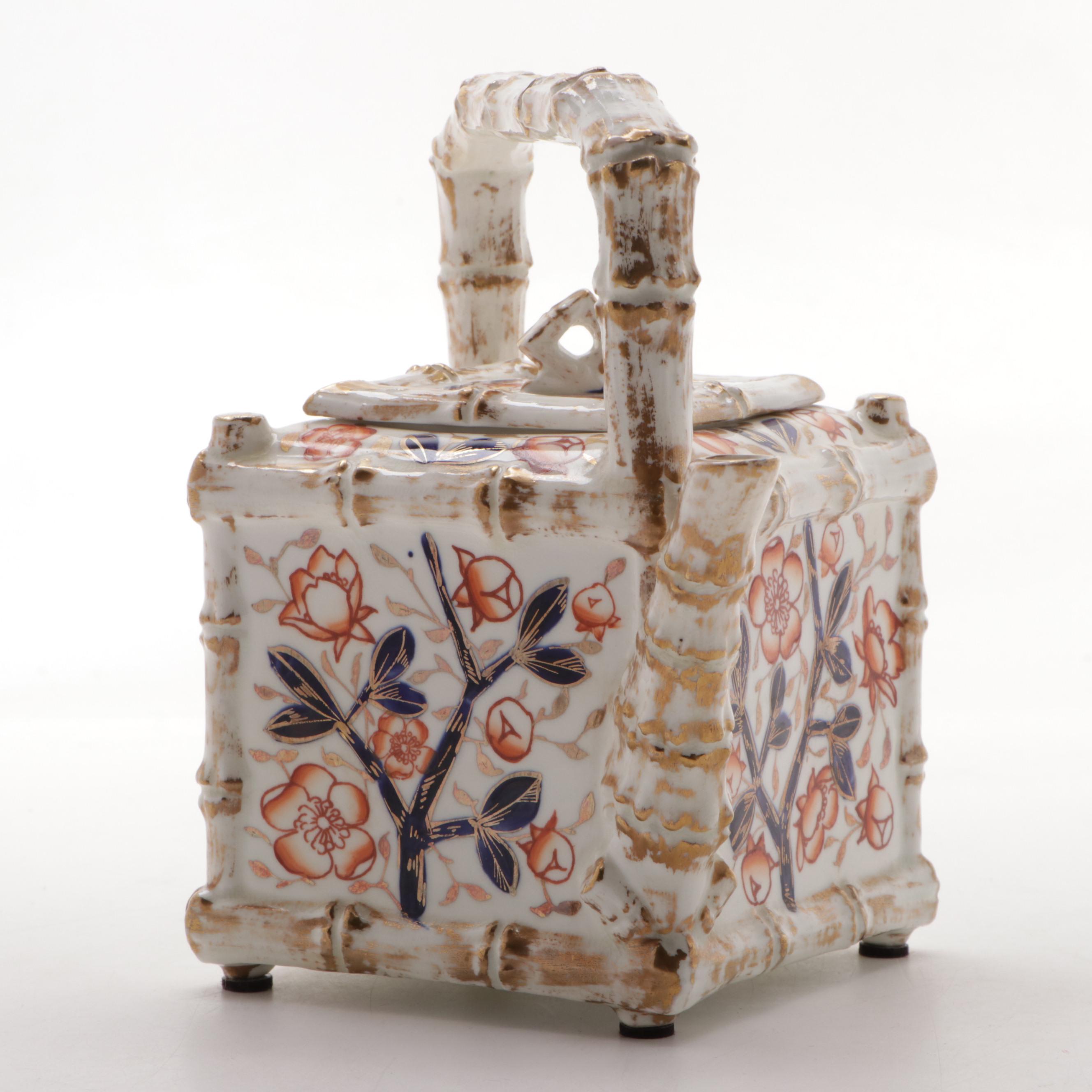 EJD Bodley Bamboo Form Imari Style Porcelain Teapot, Mid to Late 19th Century