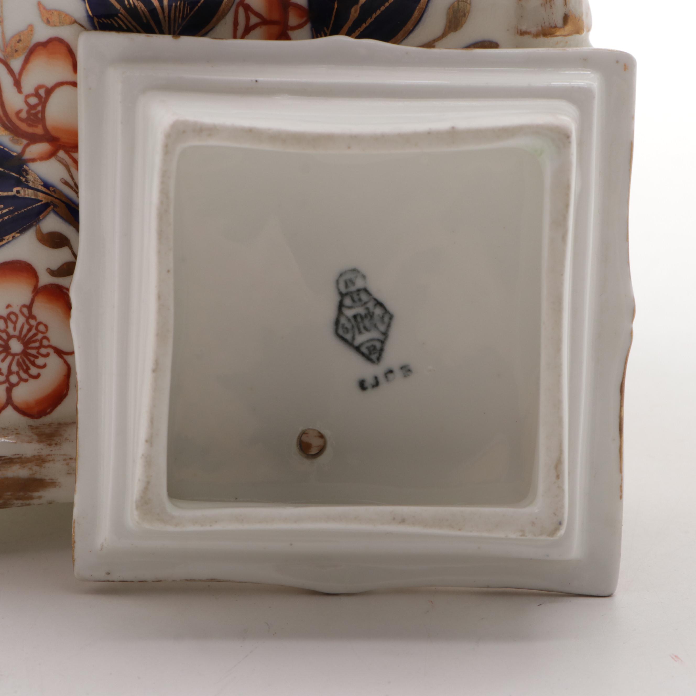 EJD Bodley Bamboo Form Imari Style Porcelain Teapot, Mid to Late 19th Century