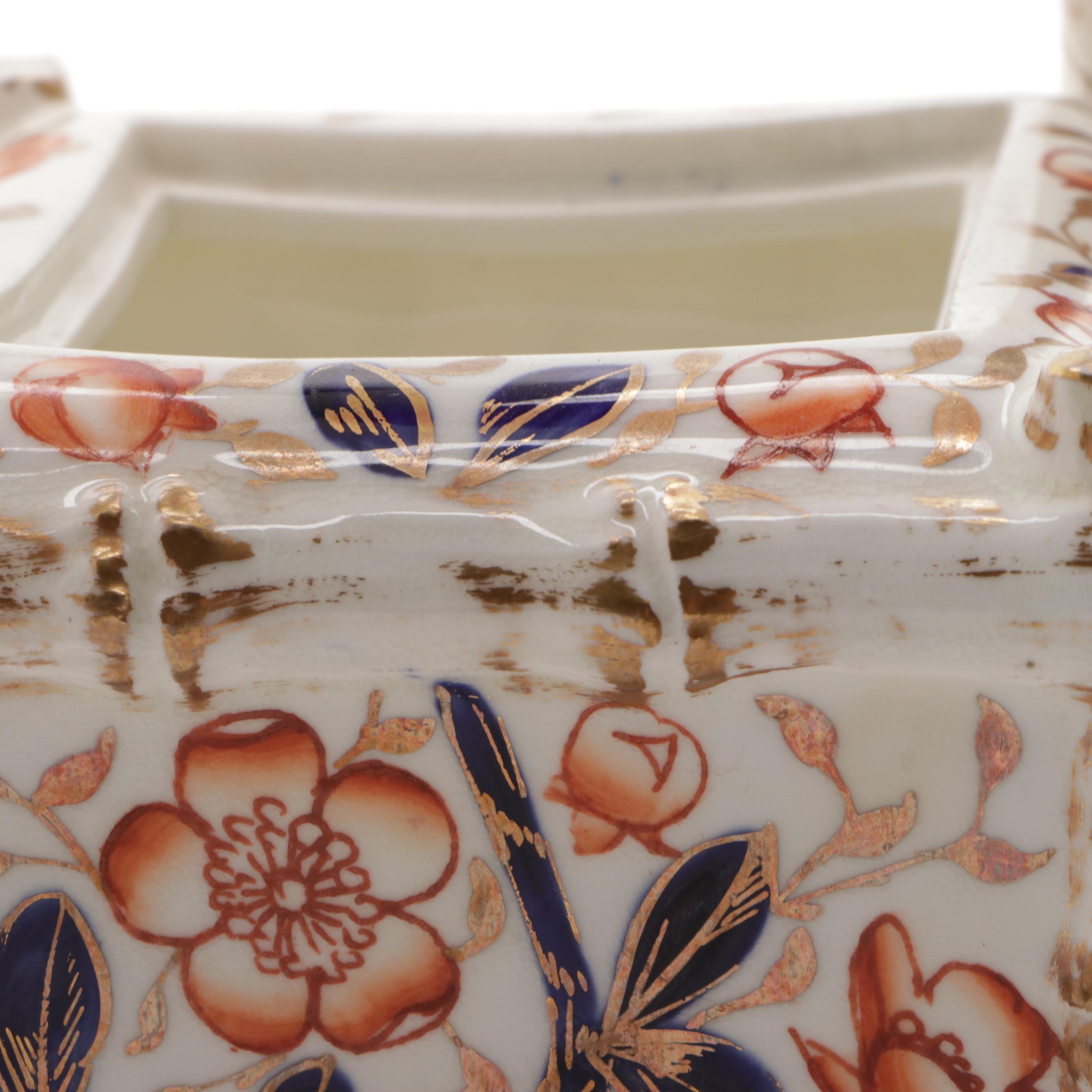 EJD Bodley Bamboo Form Imari Style Porcelain Teapot, Mid to Late 19th Century