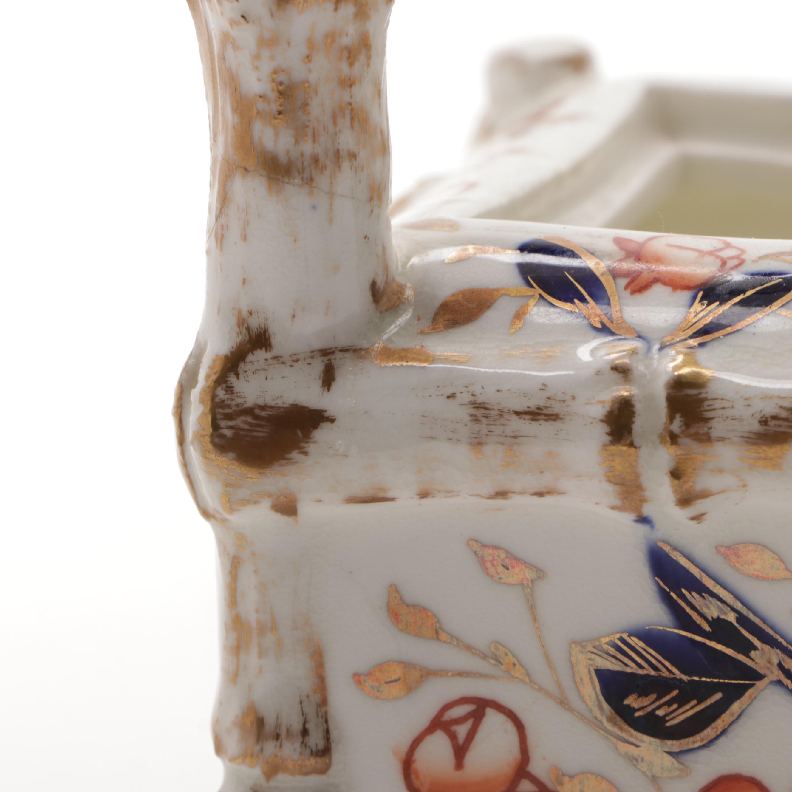 EJD Bodley Bamboo Form Imari Style Porcelain Teapot, Mid to Late 19th Century