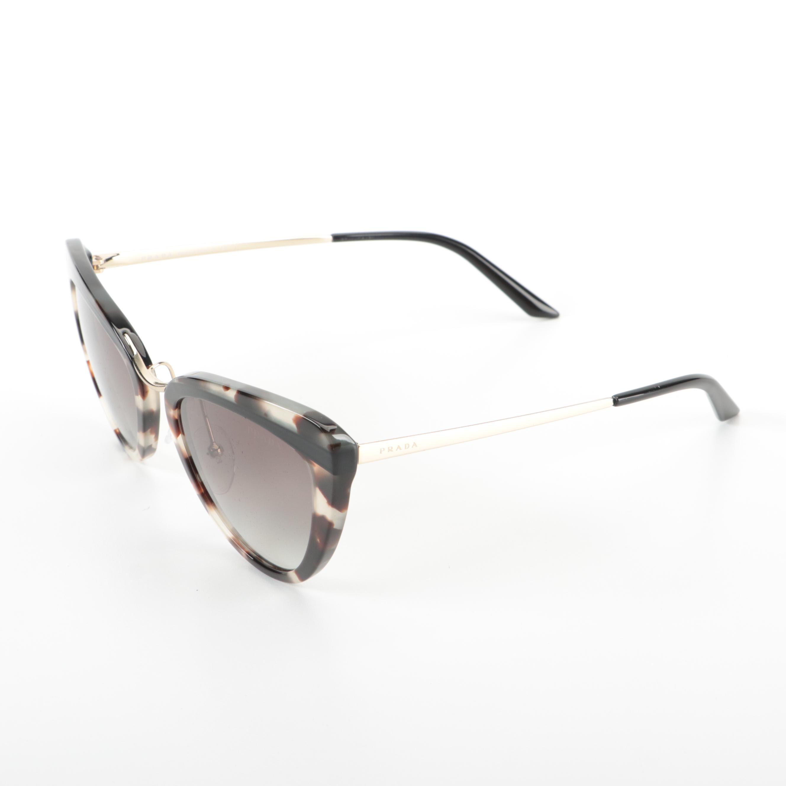 Prada SPR 25X Modified Cat Eye Style Sunglasses with Case and Box