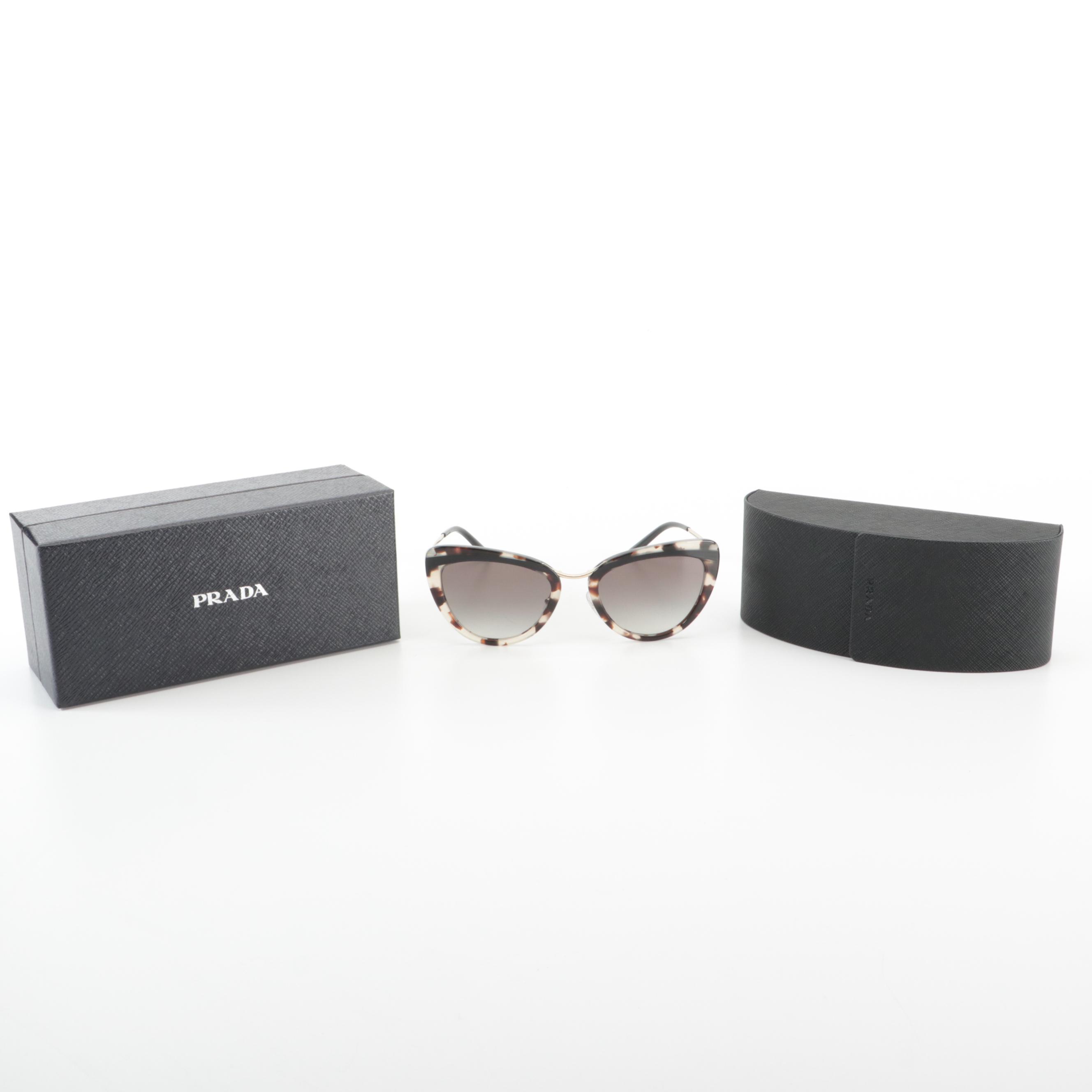Prada SPR 25X Modified Cat Eye Style Sunglasses with Case and Box