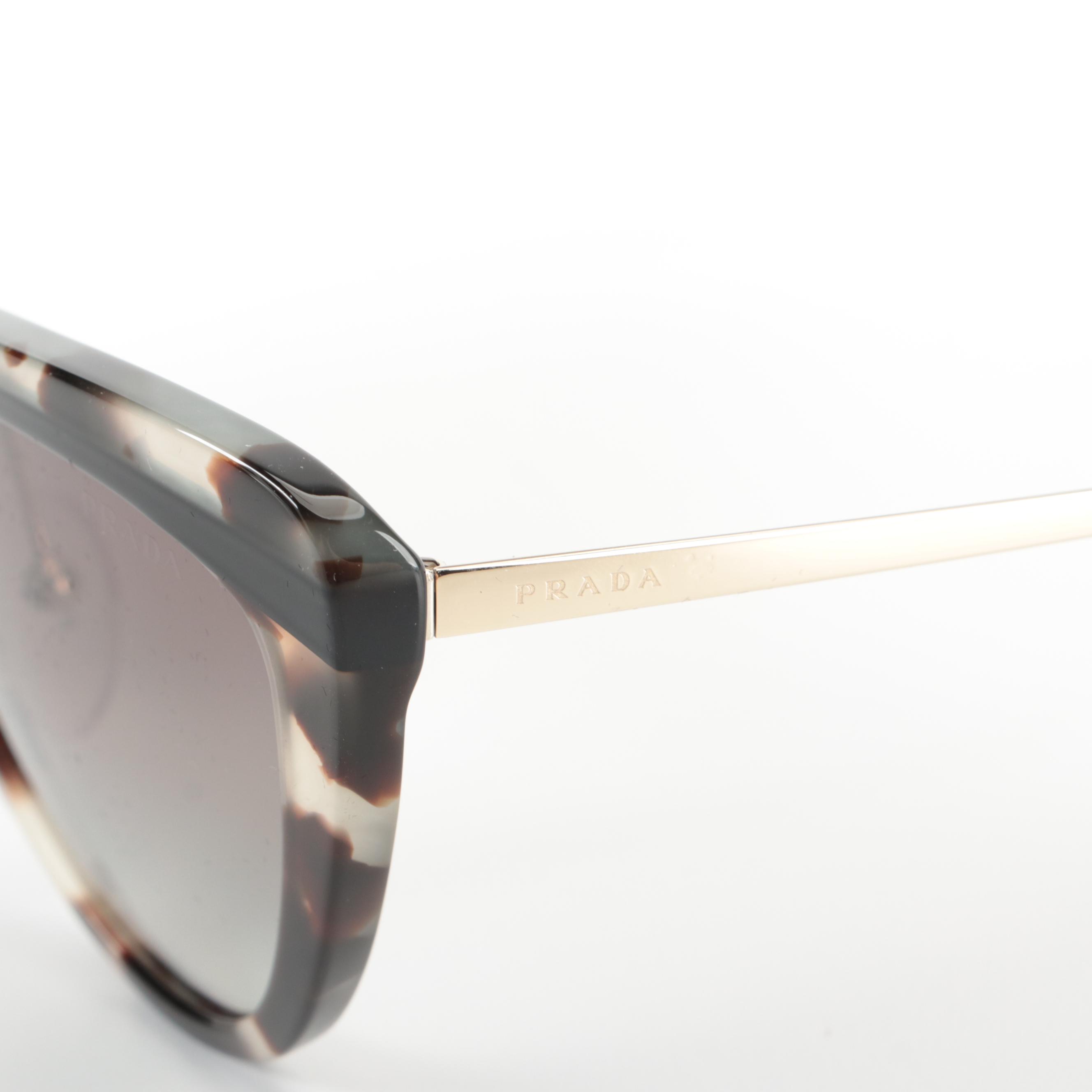 Prada SPR 25X Modified Cat Eye Style Sunglasses with Case and Box