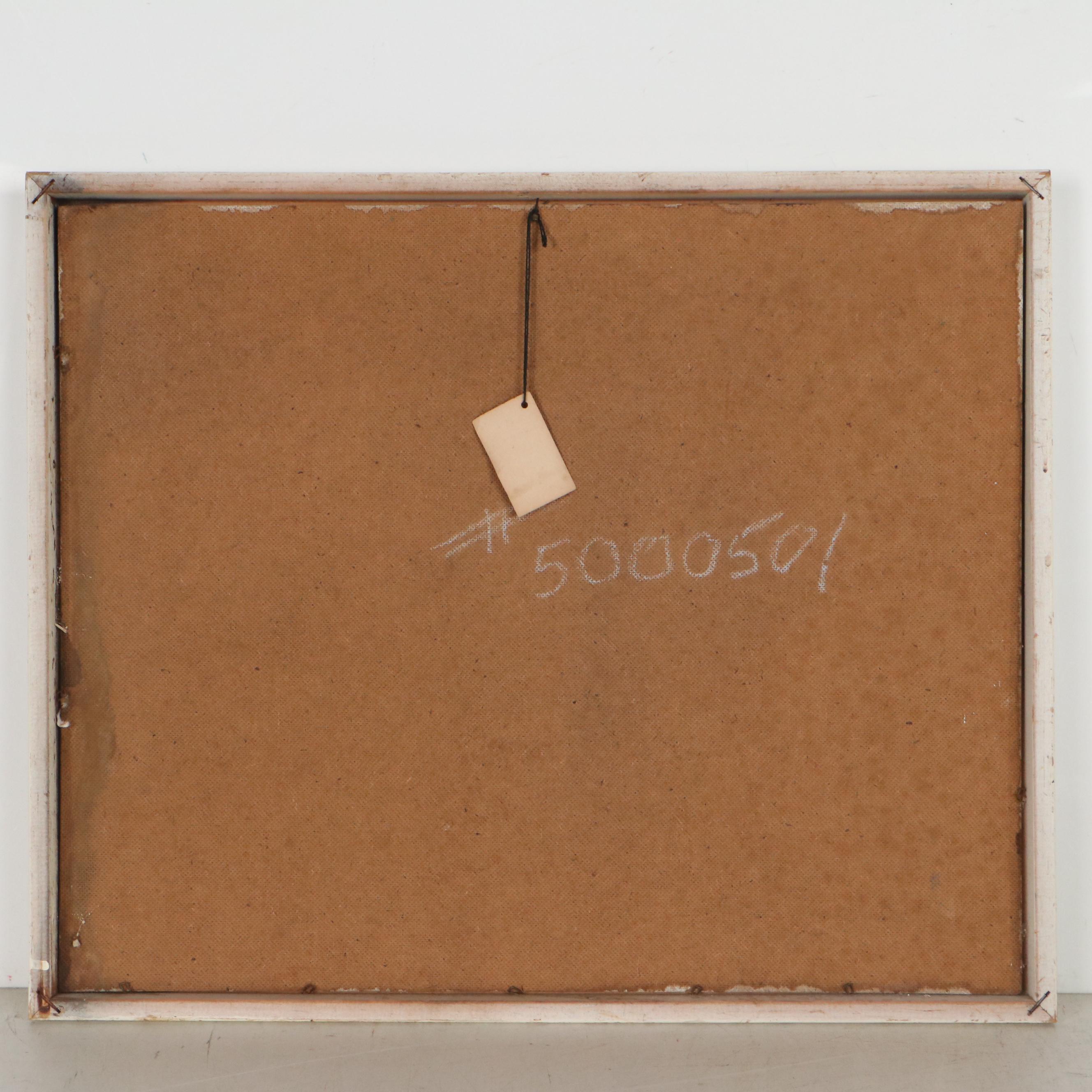 Marika S. Folk Art Winter Scene Oil Painting