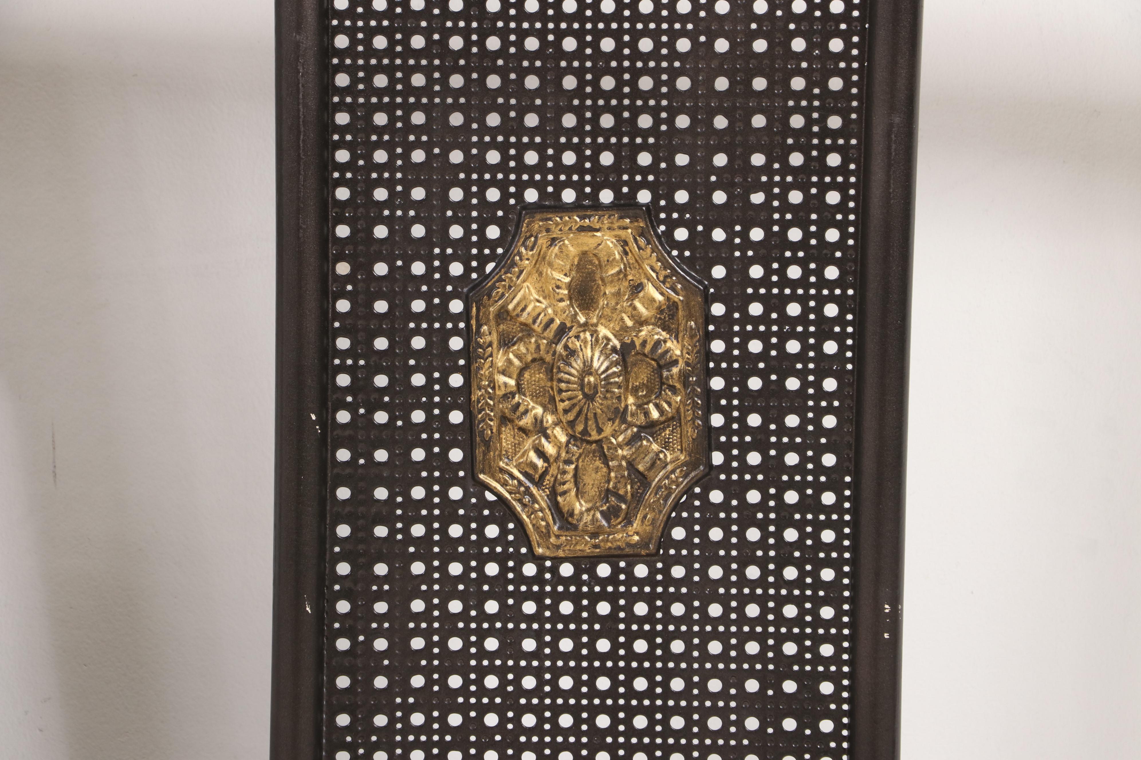 Painted and Parcel-Gilt Metal Full Size Bed Frame, Early 20th Century