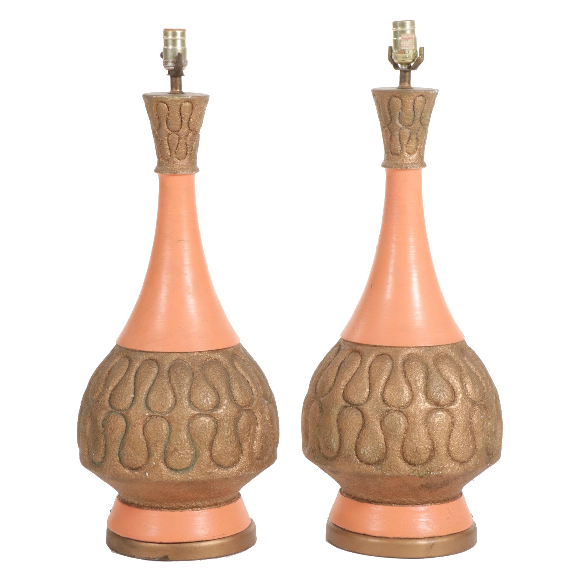 Pair of Mid Century Modern Chalkware Table Lamps
