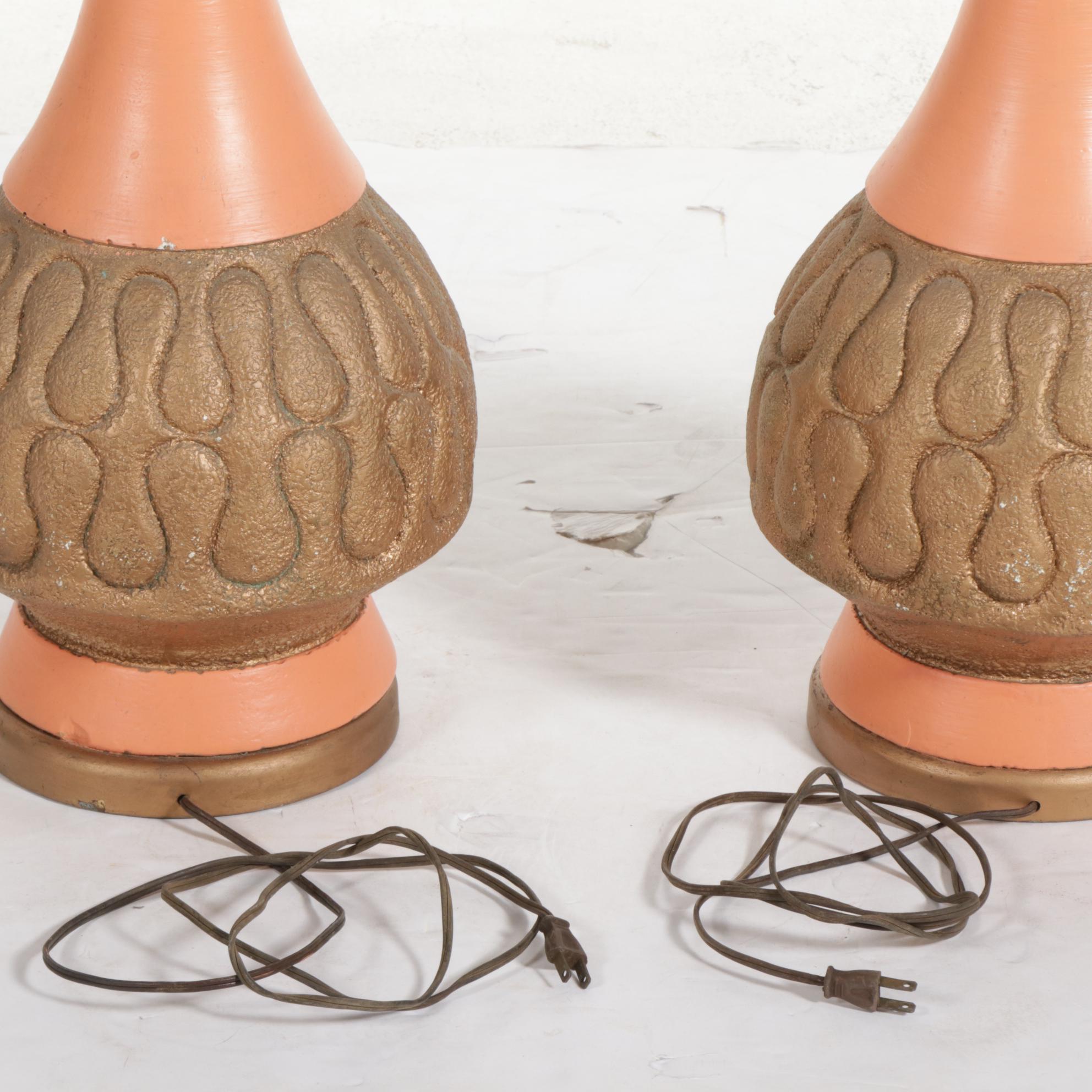 Pair of Mid Century Modern Chalkware Table Lamps