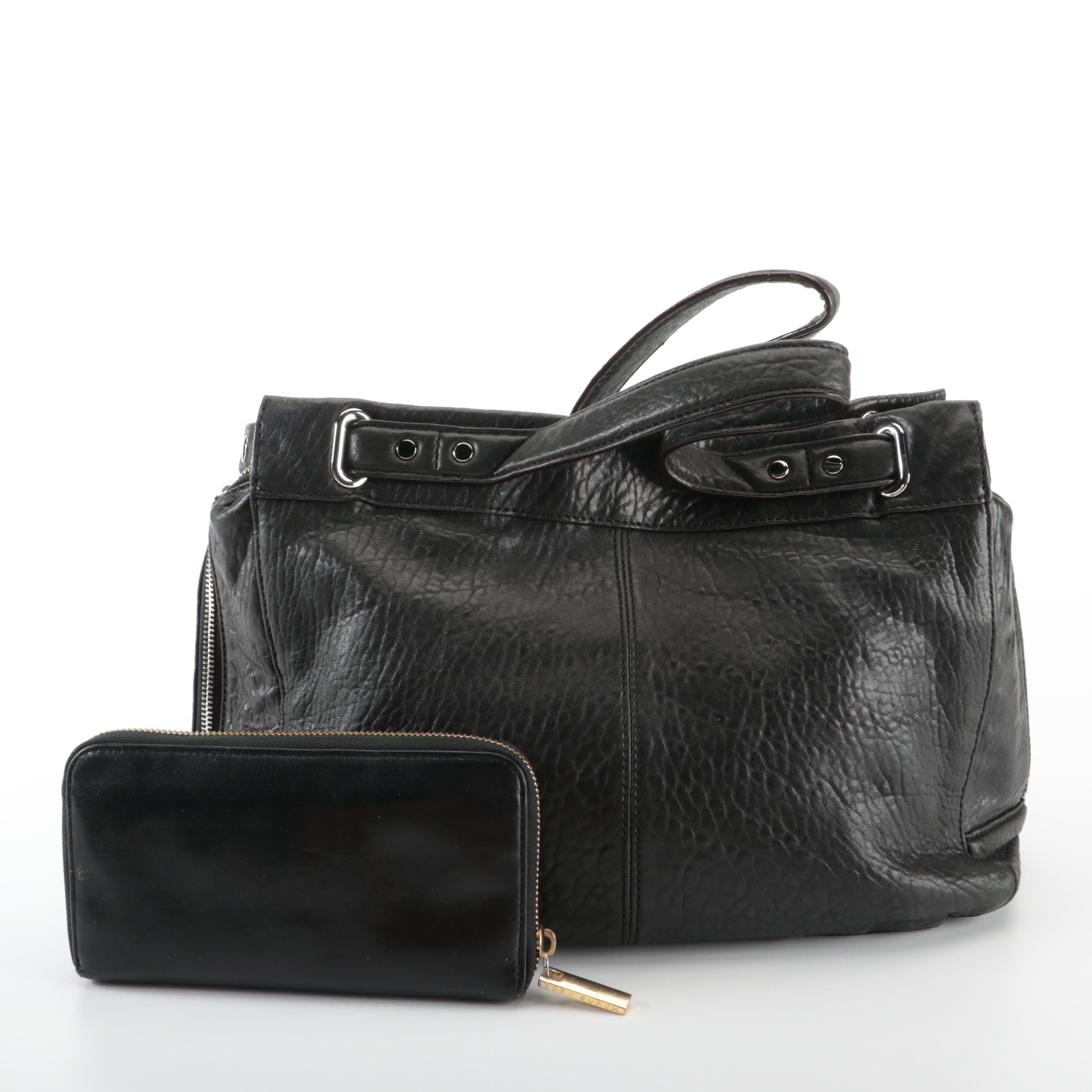 Rebecca Minkoff Black Leather Bag and Tory Burch Zip Around Wallet