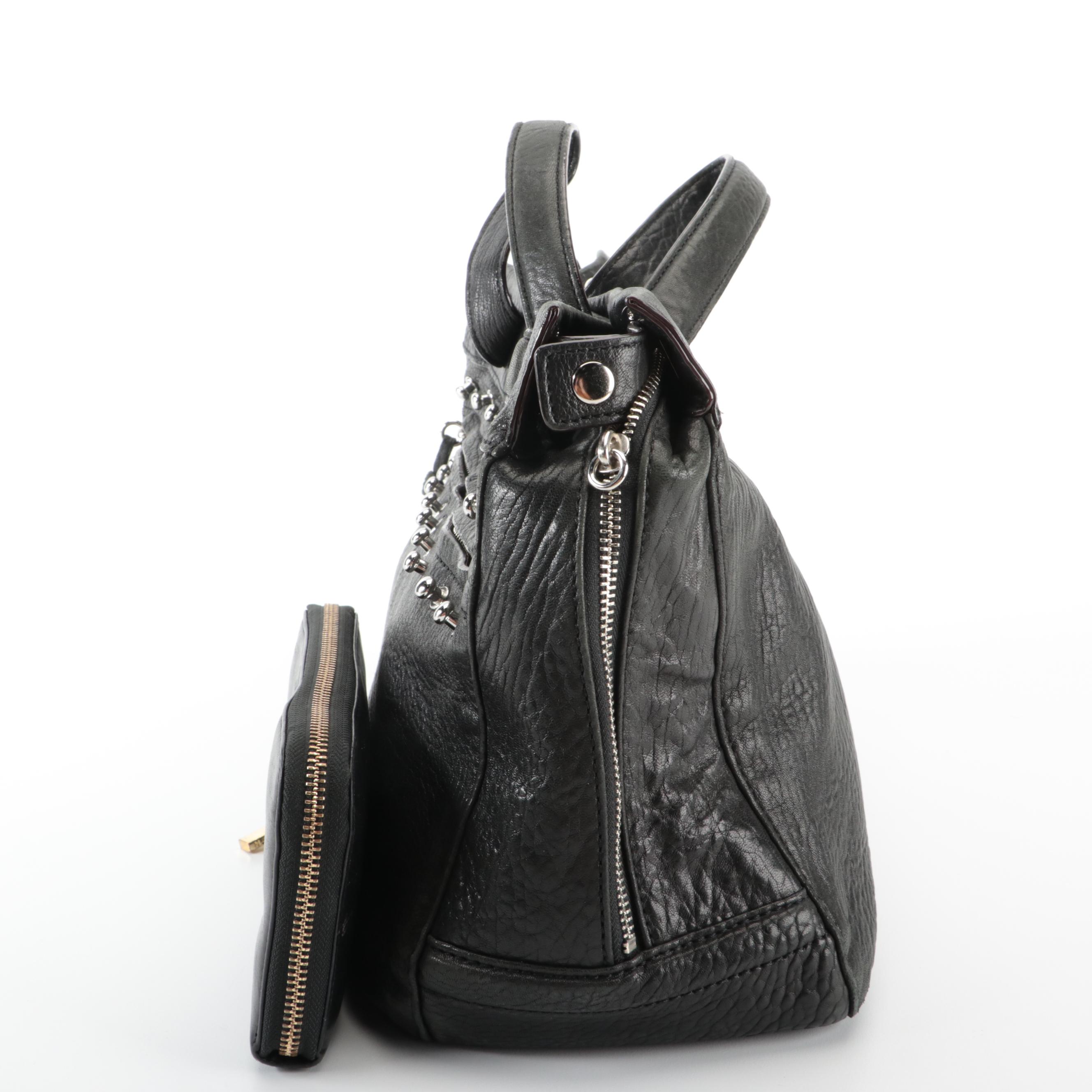 Rebecca Minkoff Black Leather Bag and Tory Burch Zip Around Wallet