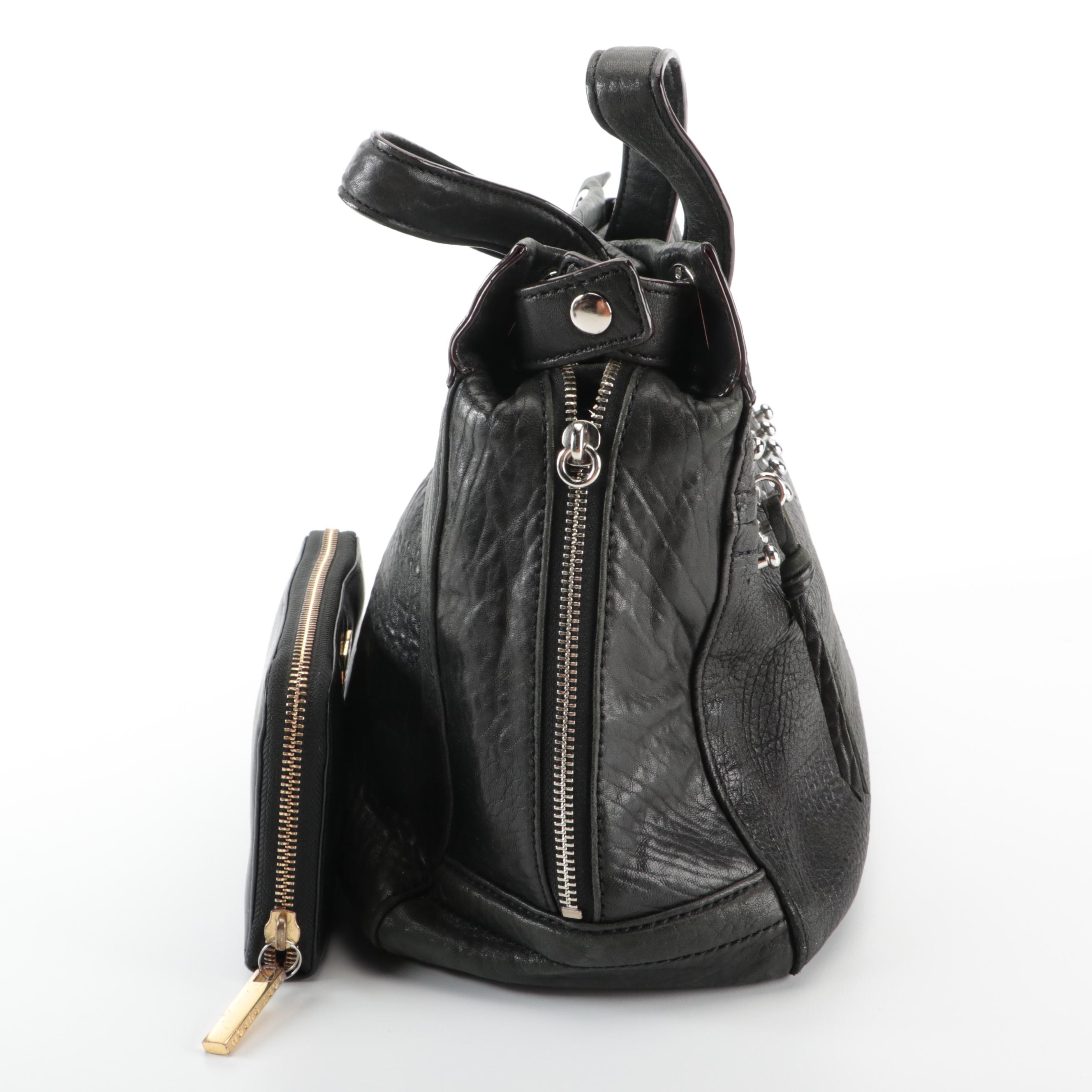 Rebecca Minkoff Black Leather Bag and Tory Burch Zip Around Wallet