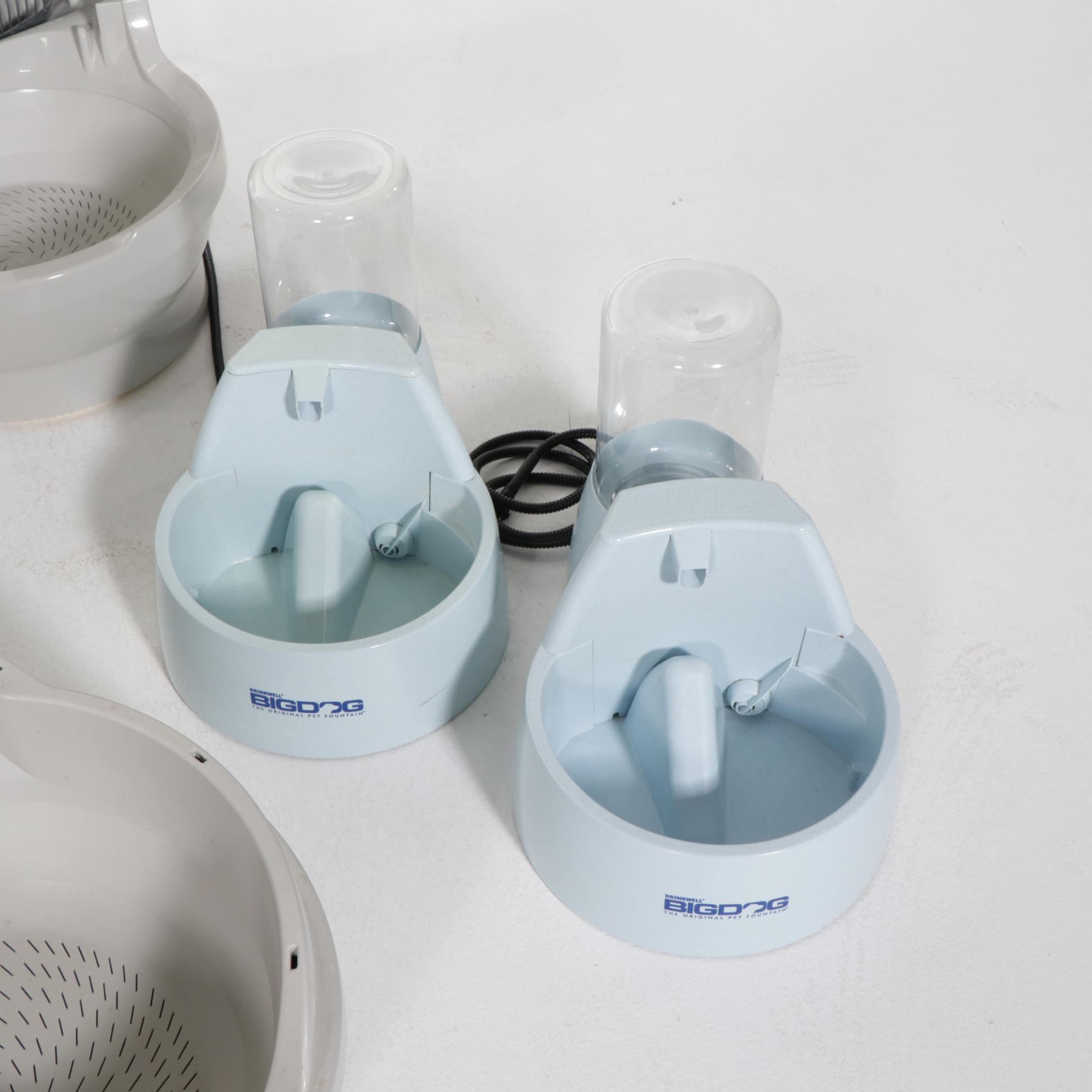 Two Cat Genie Litter Boxes with Dinkwell "Big Dog" Water Fountains