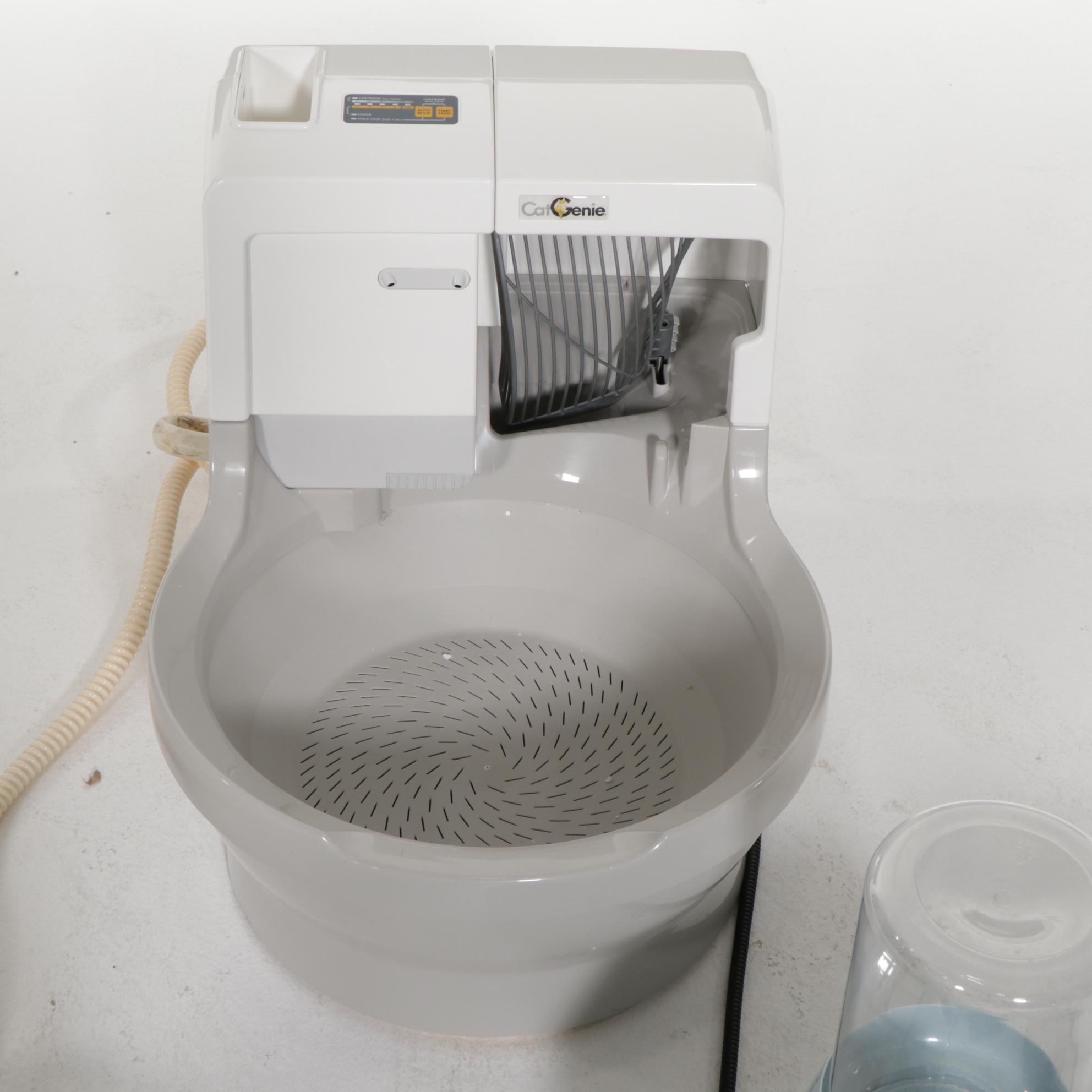 Two Cat Genie Litter Boxes with Dinkwell "Big Dog" Water Fountains