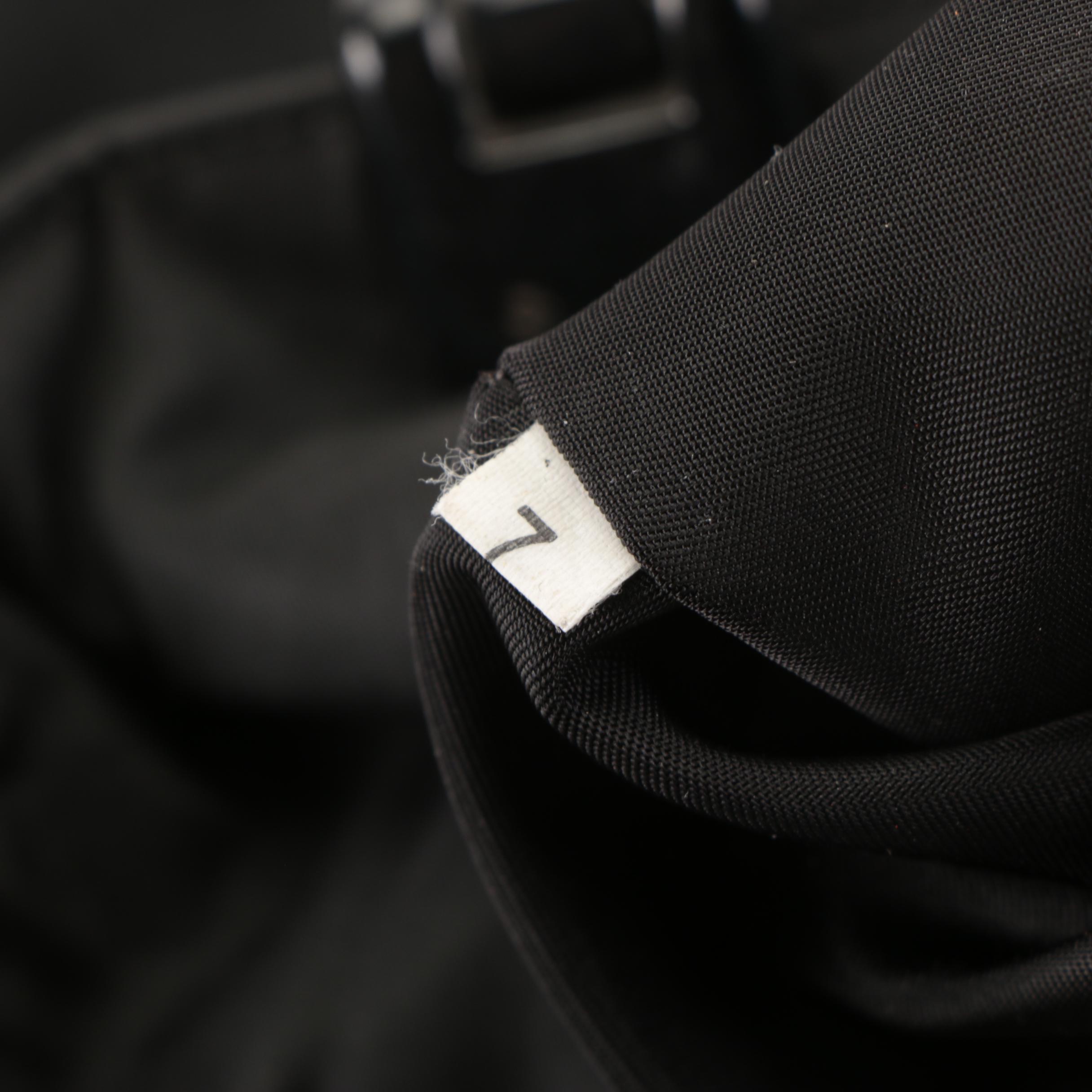 Prada Handbag in Black Nylon Tessuto with Black Composite Hinged Handles