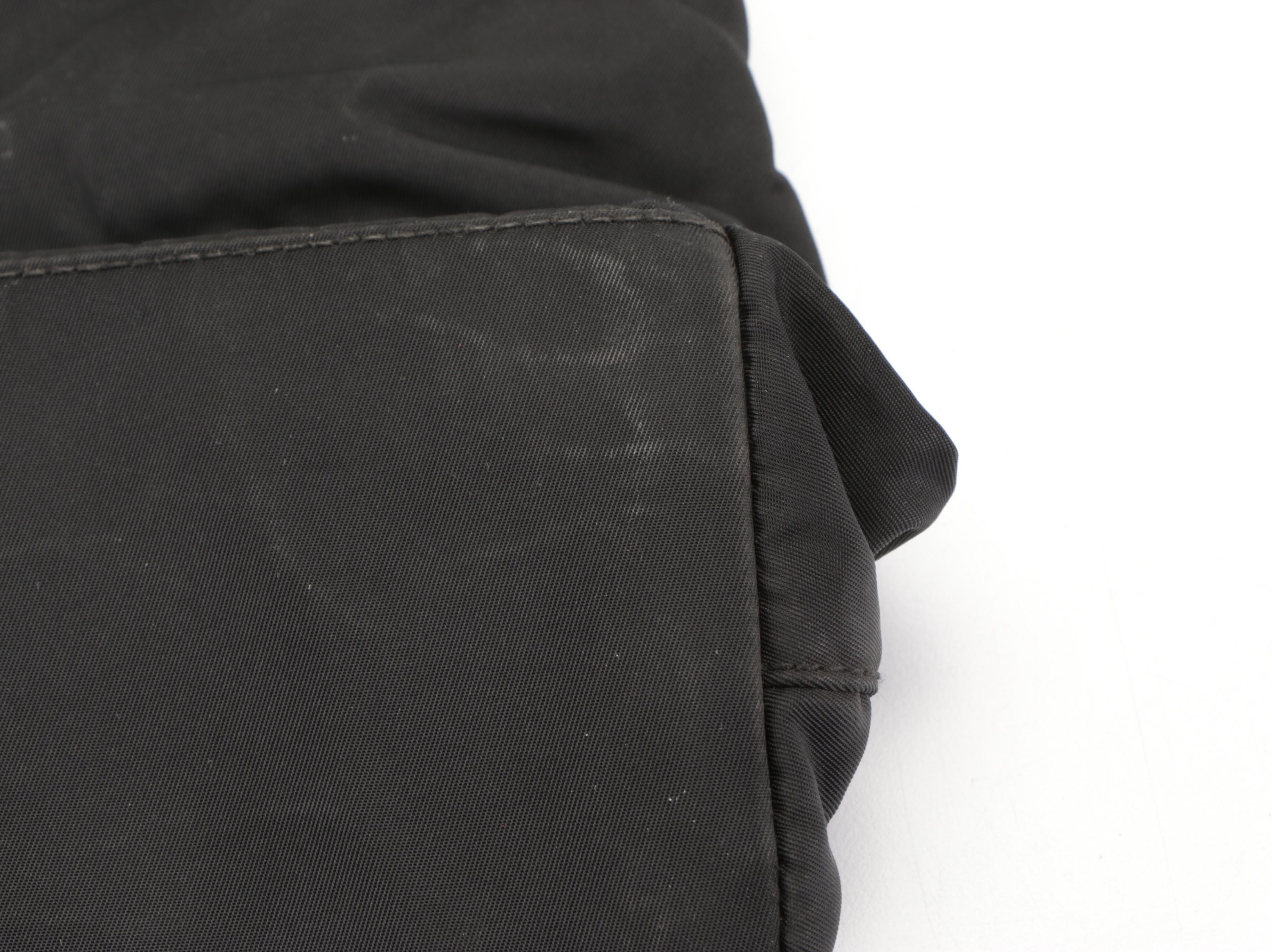 Prada Handbag in Black Nylon Tessuto with Black Composite Hinged Handles