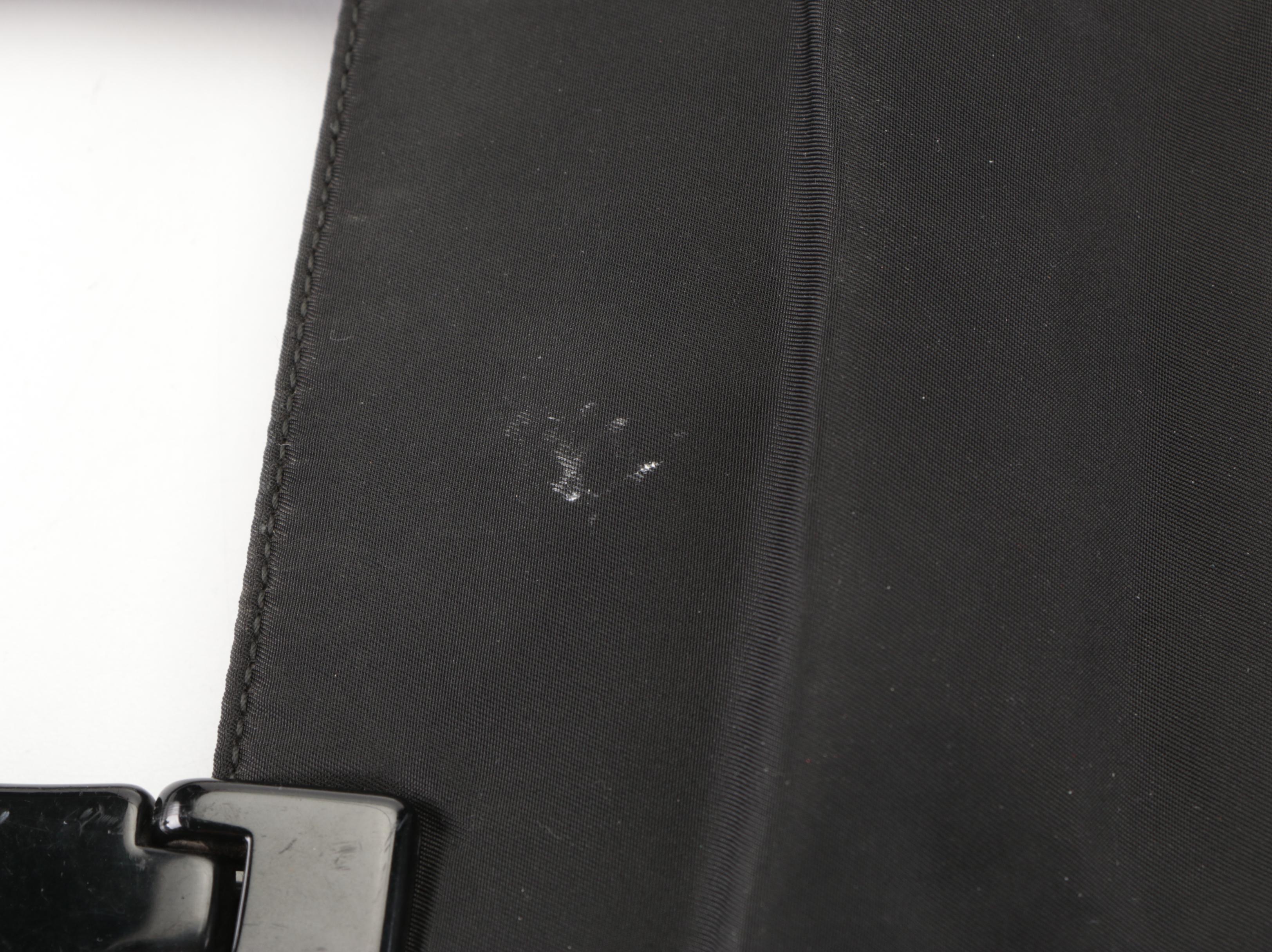 Prada Handbag in Black Nylon Tessuto with Black Composite Hinged Handles