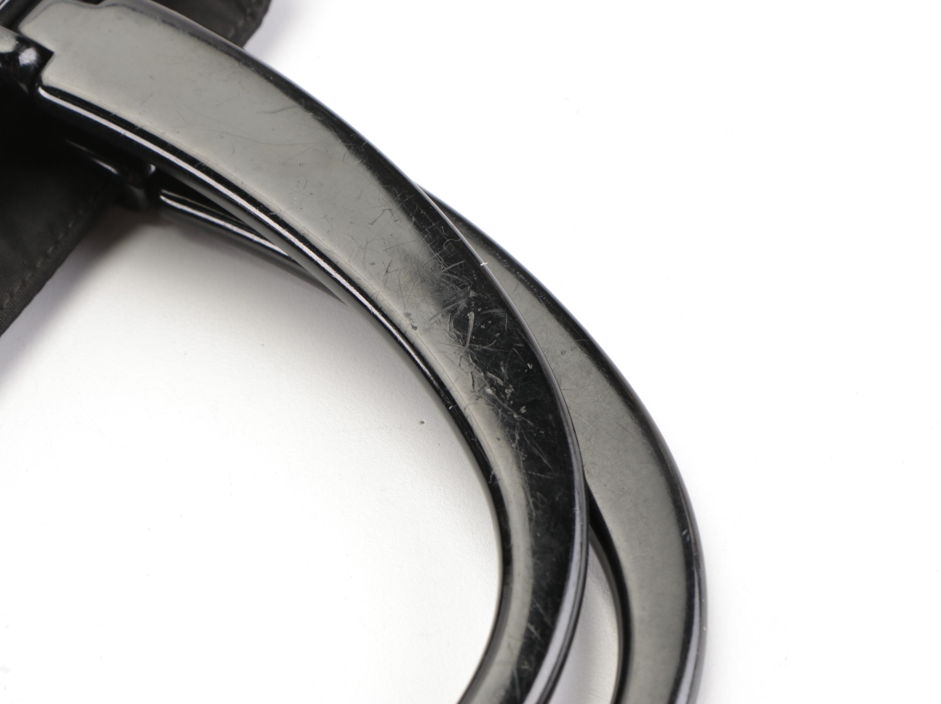 Prada Handbag in Black Nylon Tessuto with Black Composite Hinged Handles