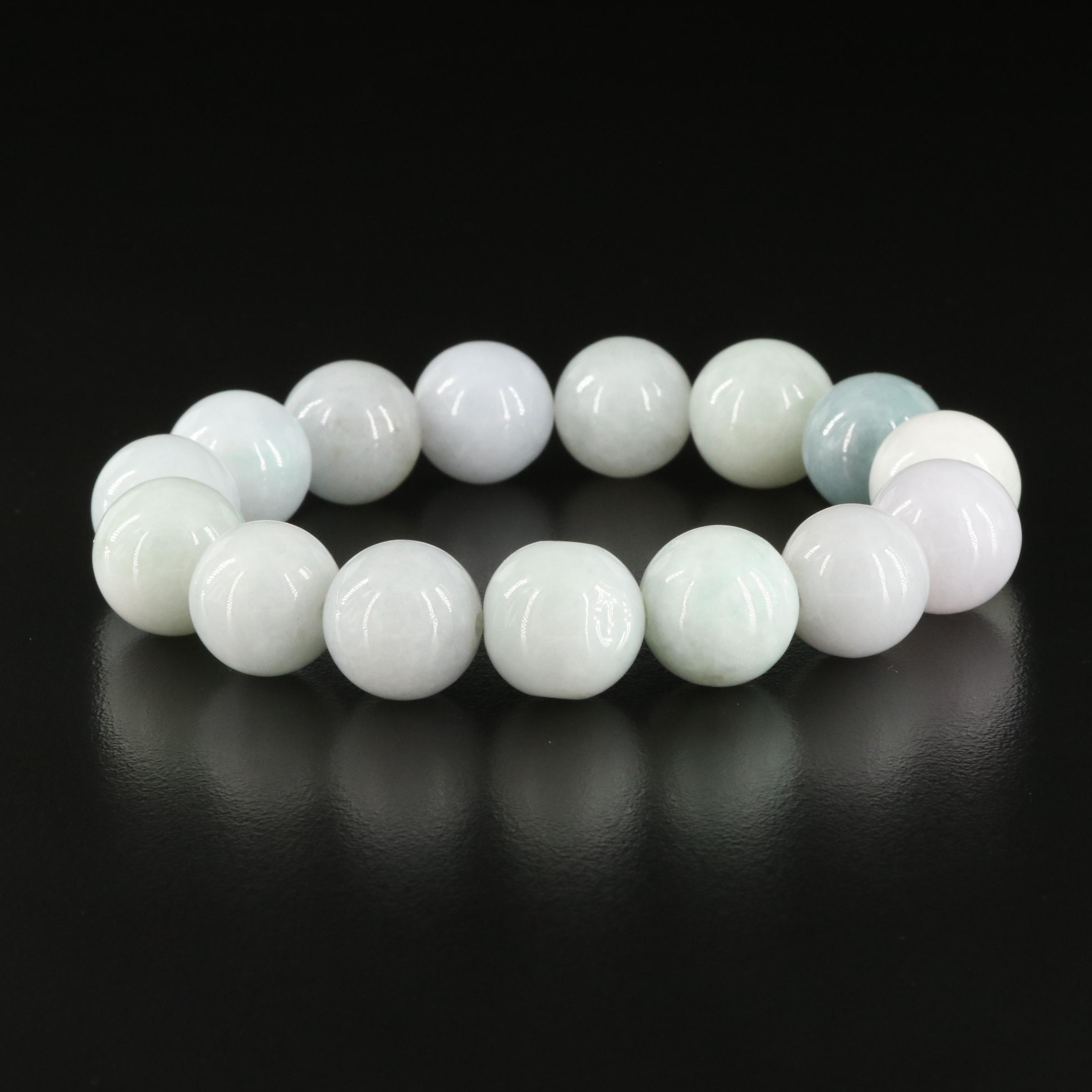 Expandable Jadeite Bead Bracelet
