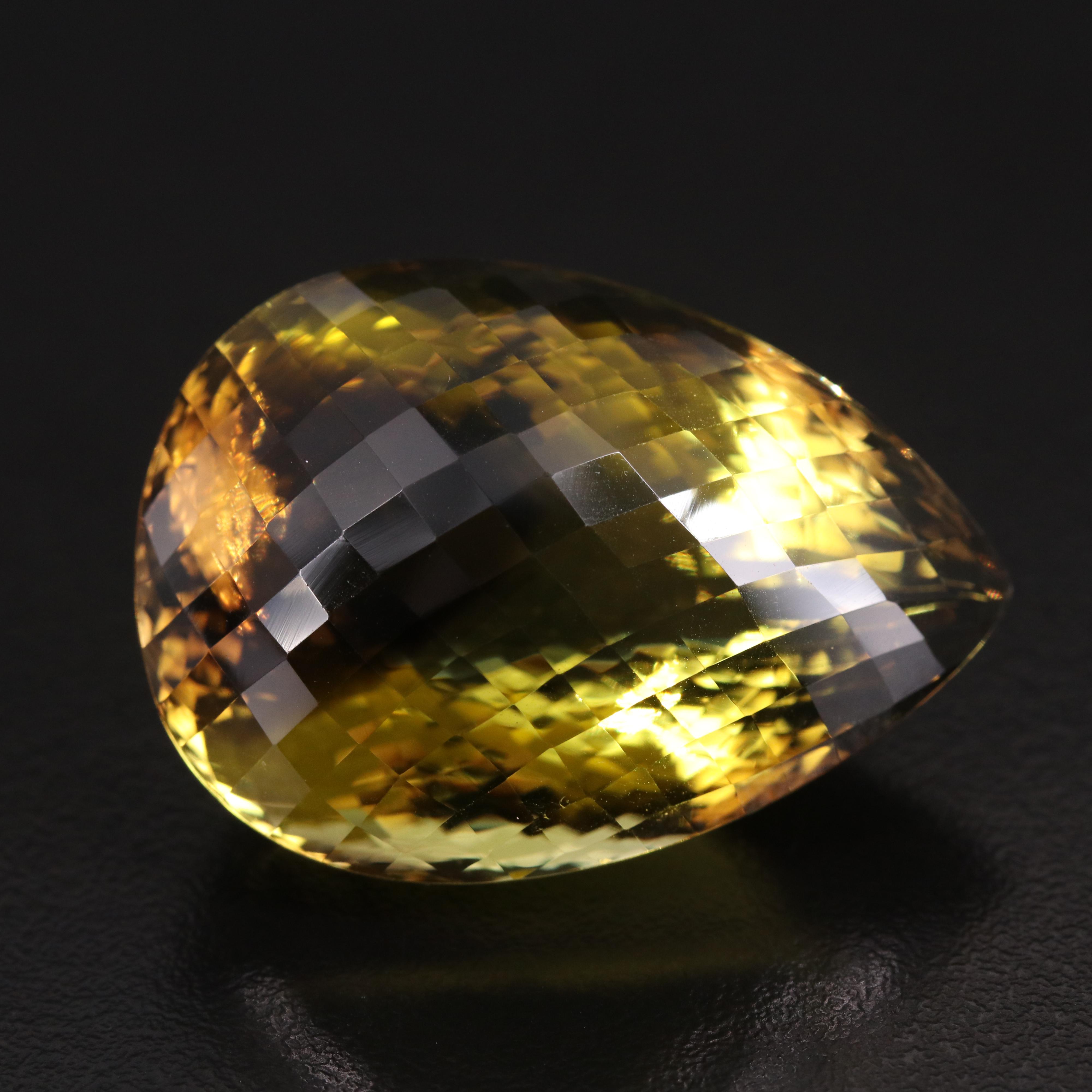 Loose 120.39 CT Pear Checkerboard Faceted Quartz