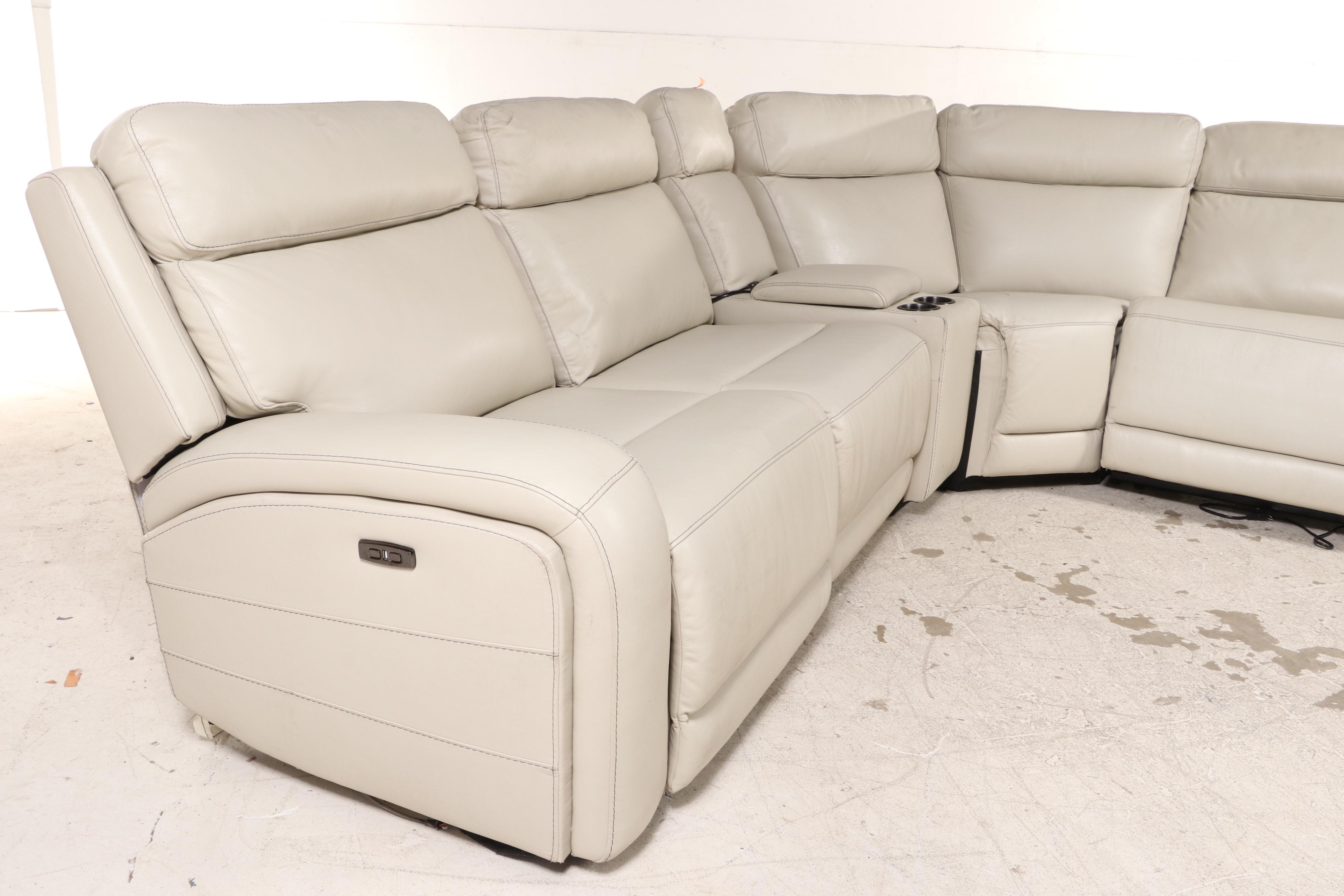 Gilman Creek "Gearhart" Ivory Leather Power Reclining Sectional