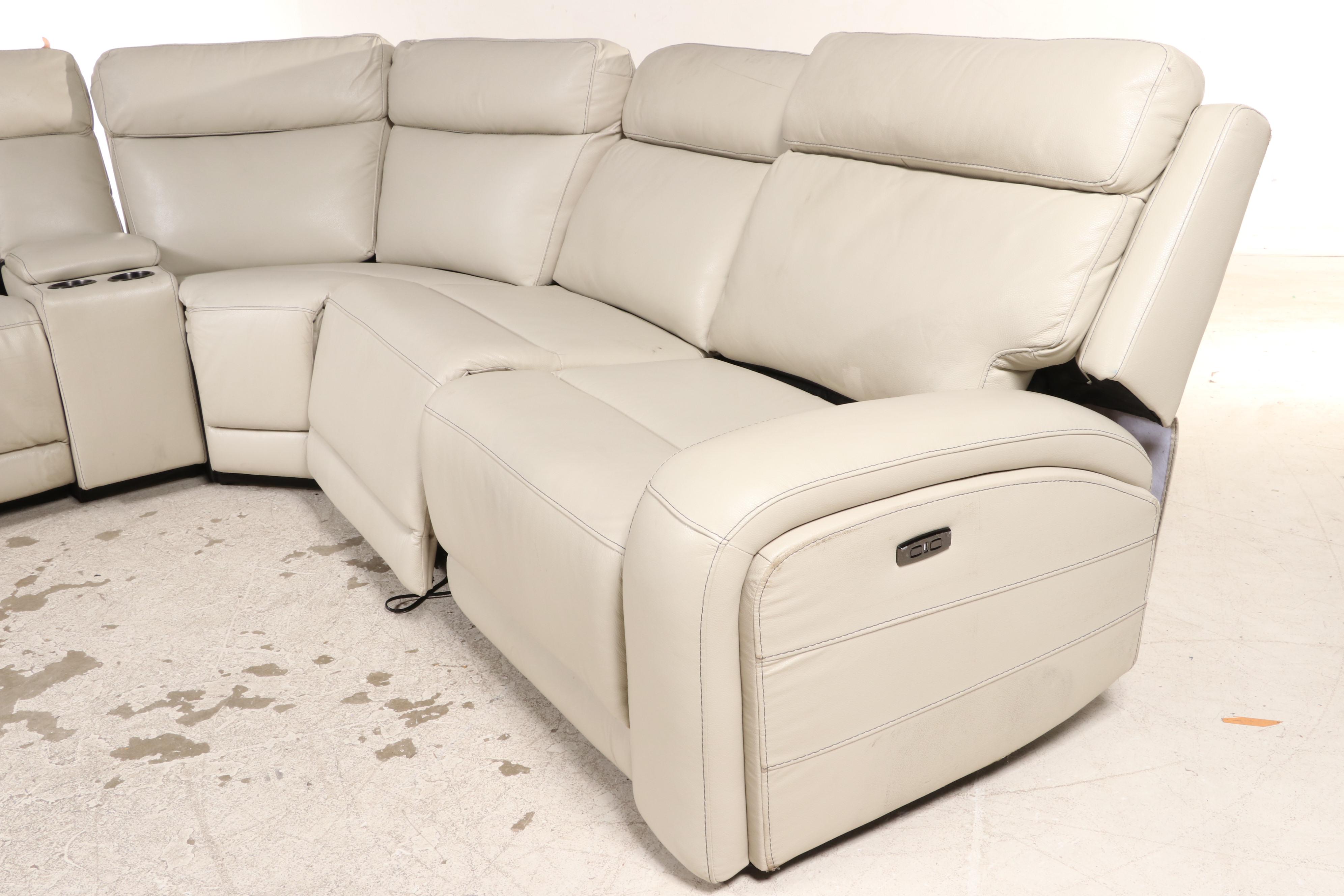 Gilman Creek "Gearhart" Ivory Leather Power Reclining Sectional