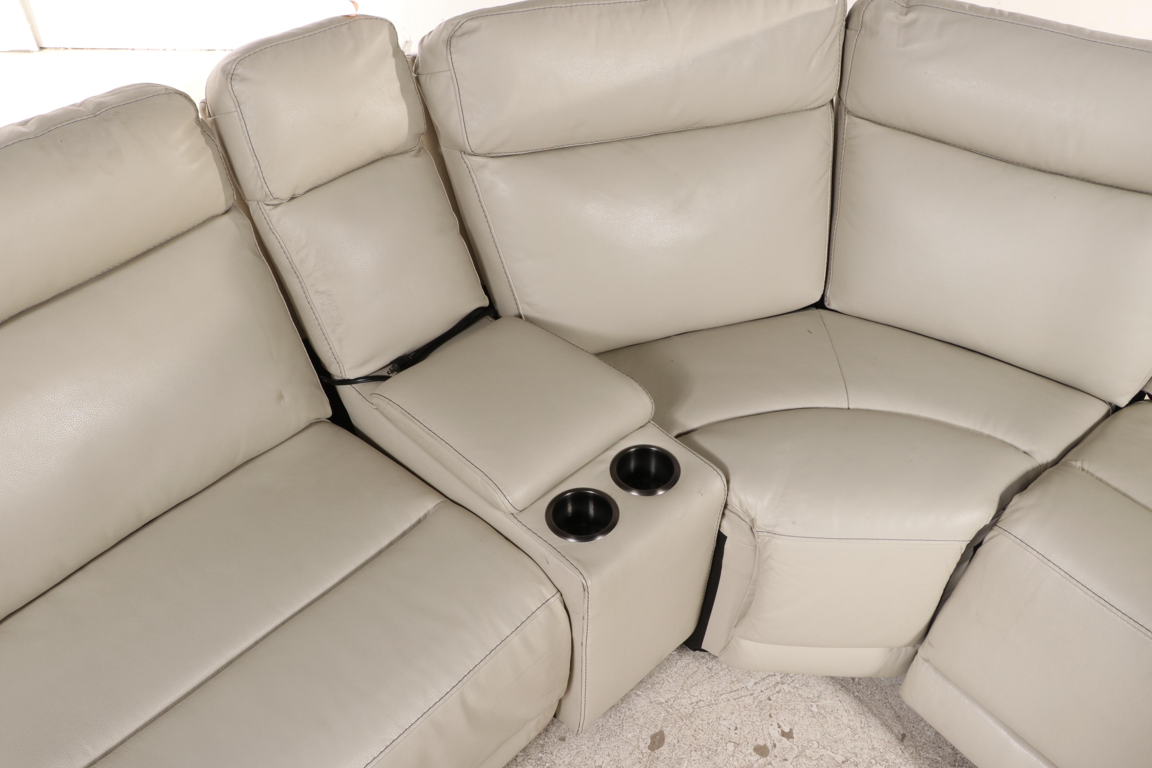 Gilman Creek "Gearhart" Ivory Leather Power Reclining Sectional