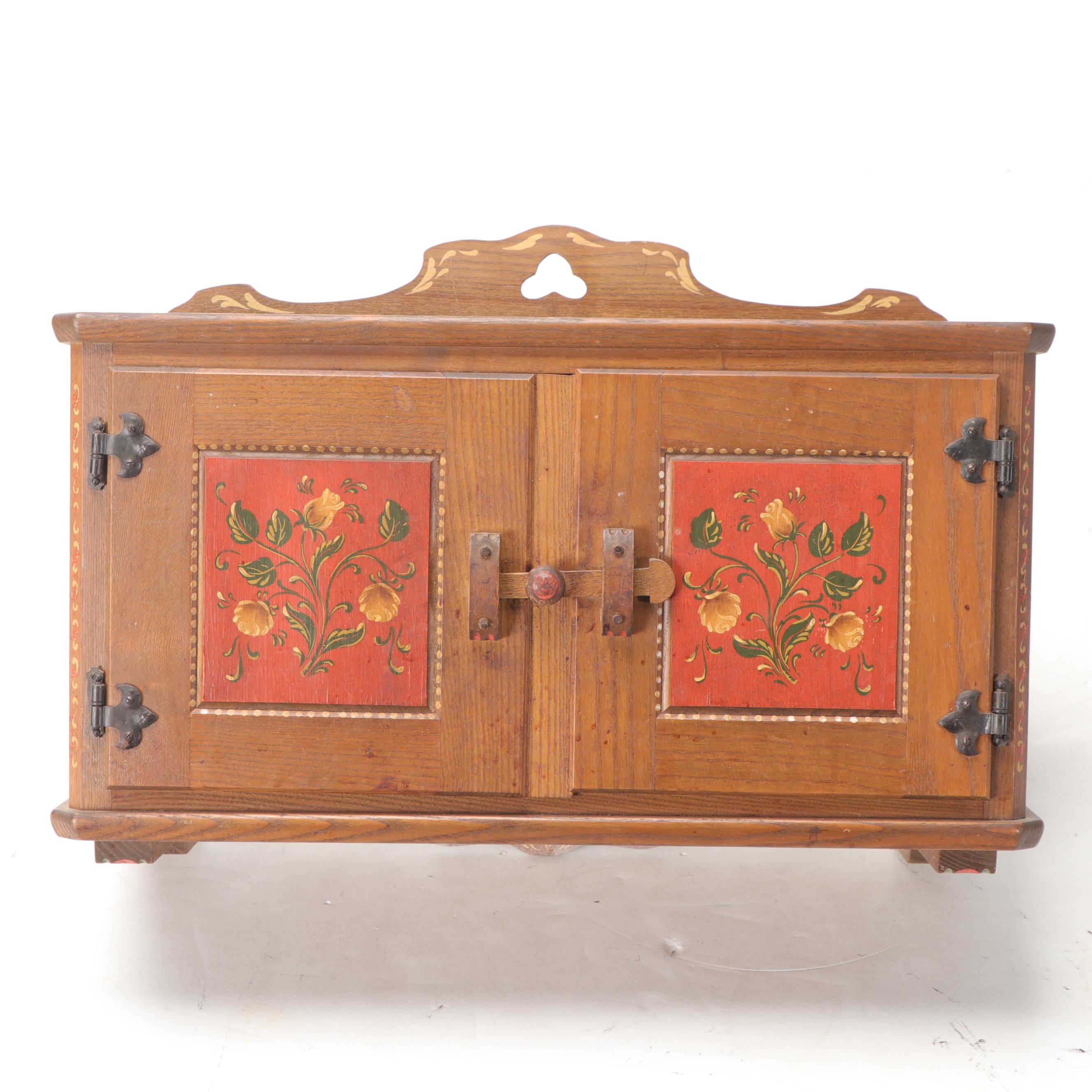Anri Paint-Decorated Wood Wall Cabinet, Late 20th Century