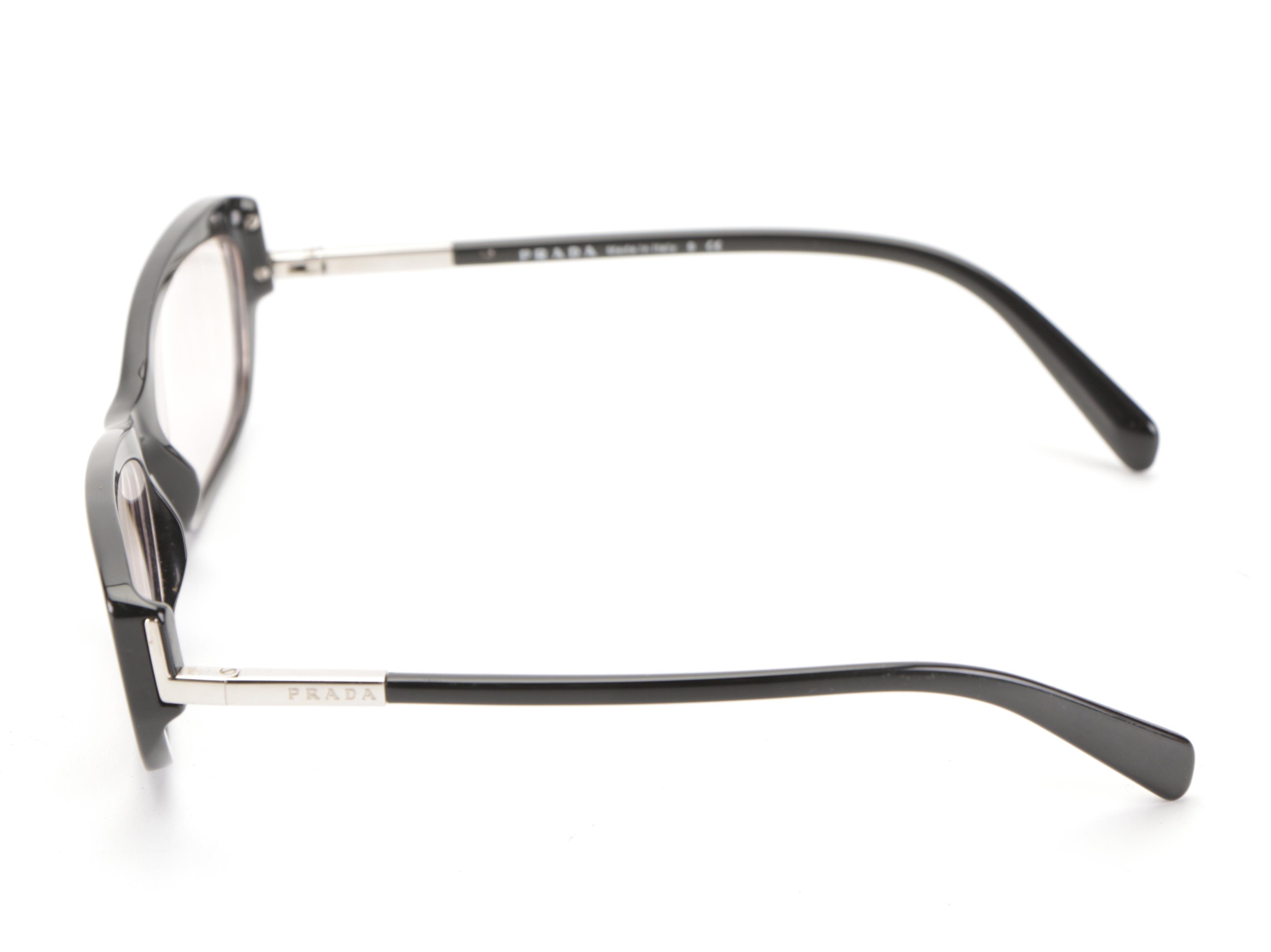 Prada VPR03N Black and Metal Frame Eyeglasses with Case