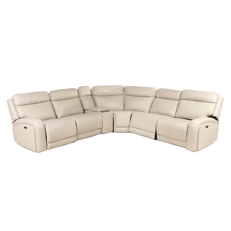Gilman Creek "Gearhart" Ivory Leather Power Reclining Sectional
