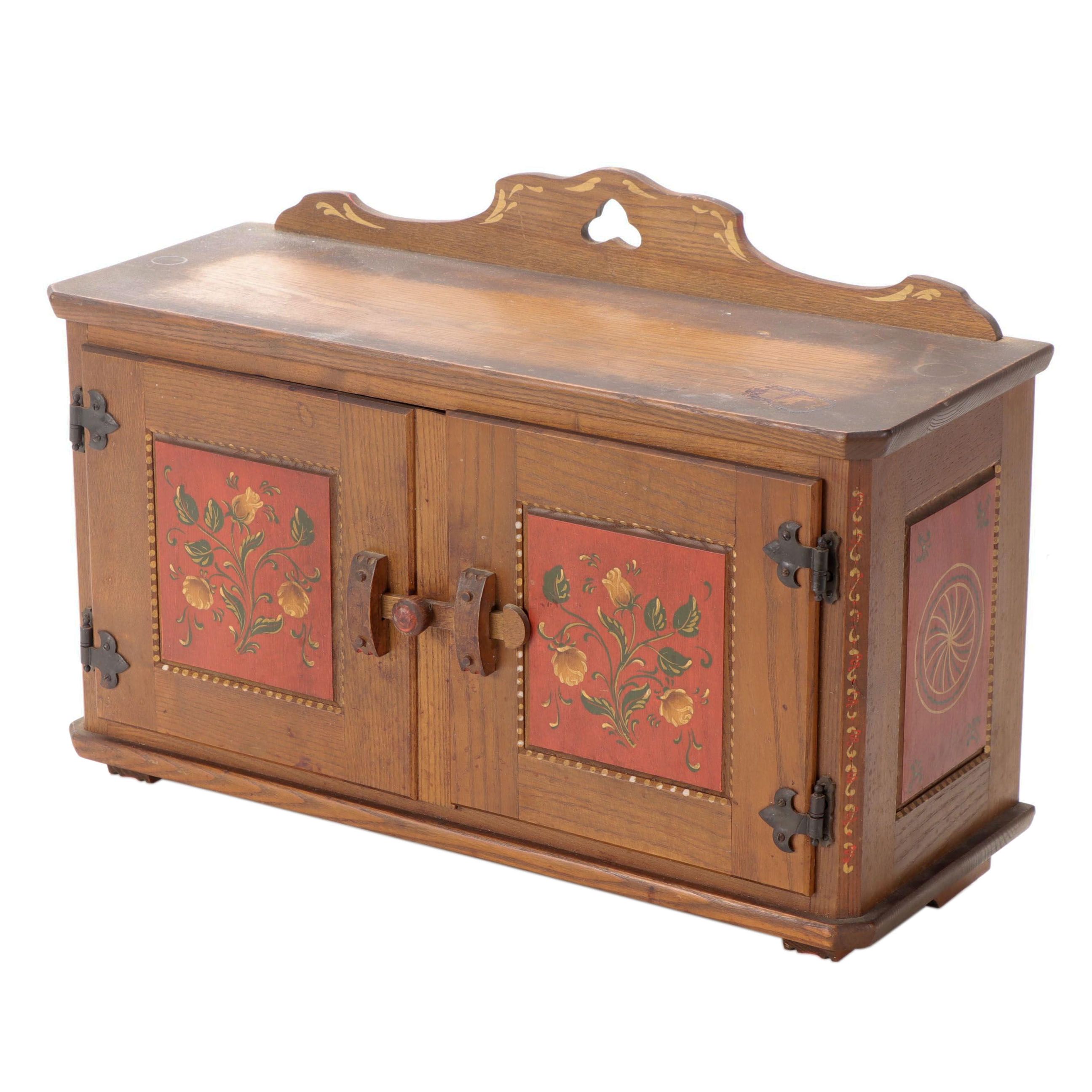 Anri Paint-Decorated Wood Wall Cabinet, Late 20th Century