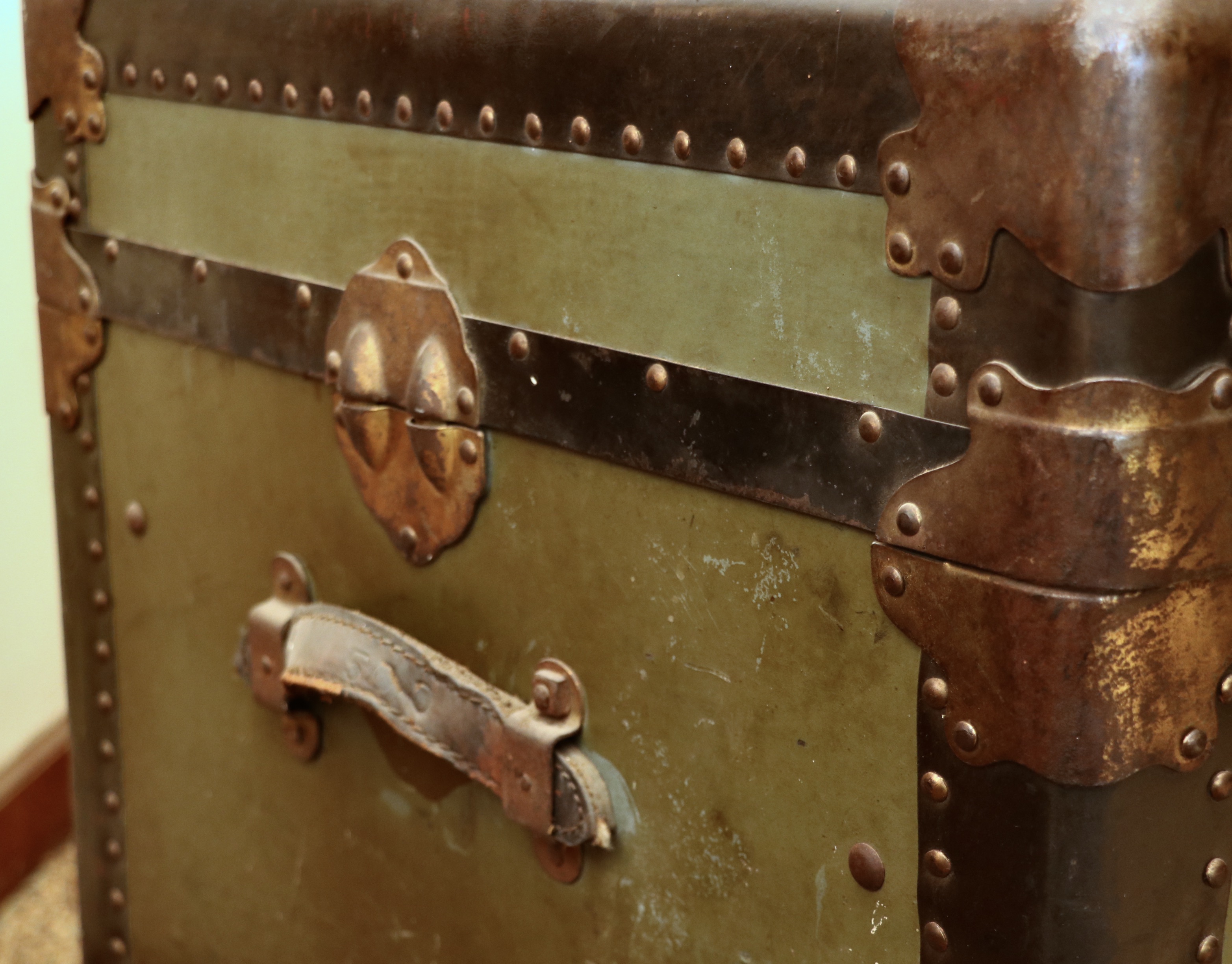 Flat-Top Steamer Trunk Personalized "Frances Morris", Early 20th Century