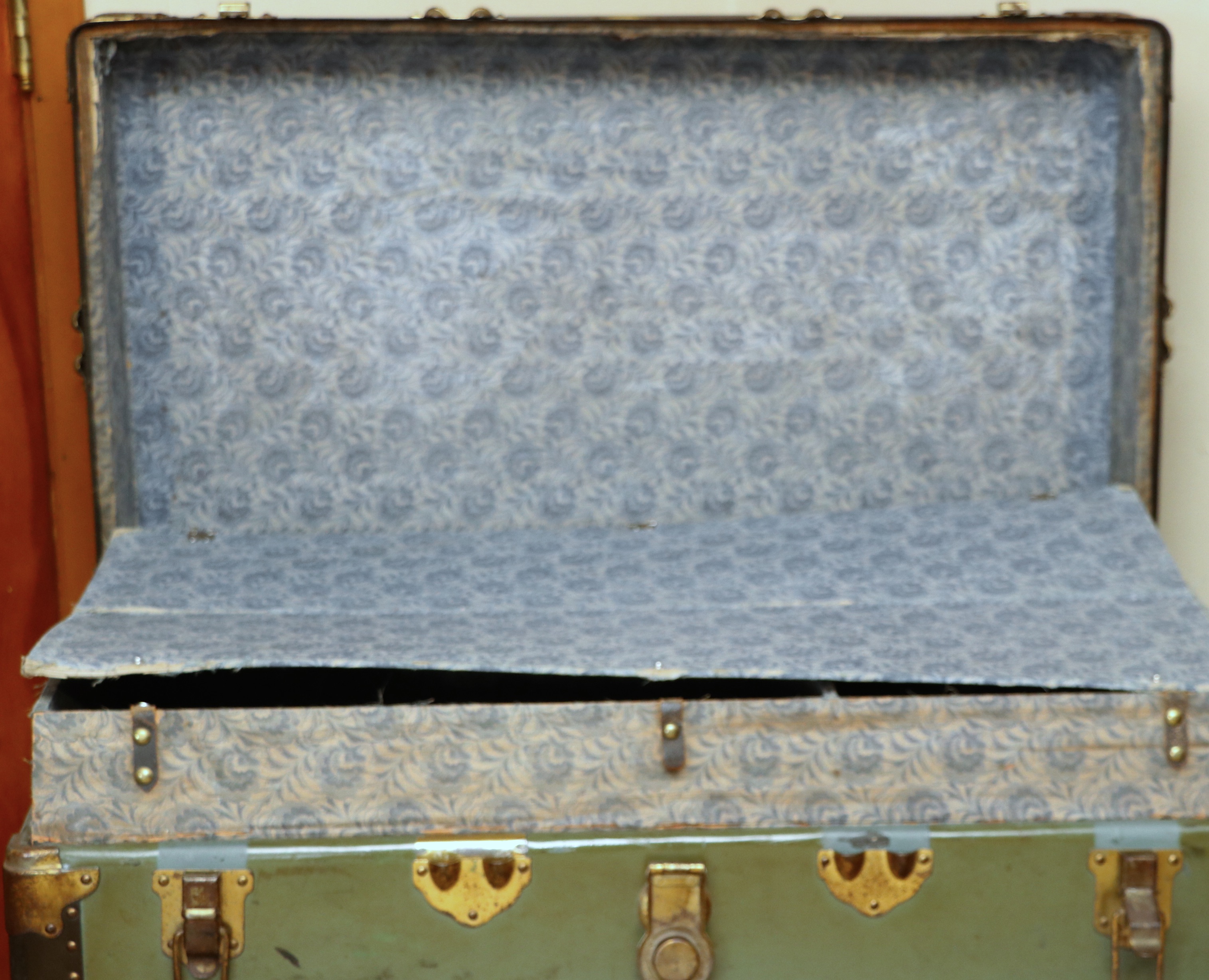 Flat-Top Steamer Trunk Personalized "Frances Morris", Early 20th Century