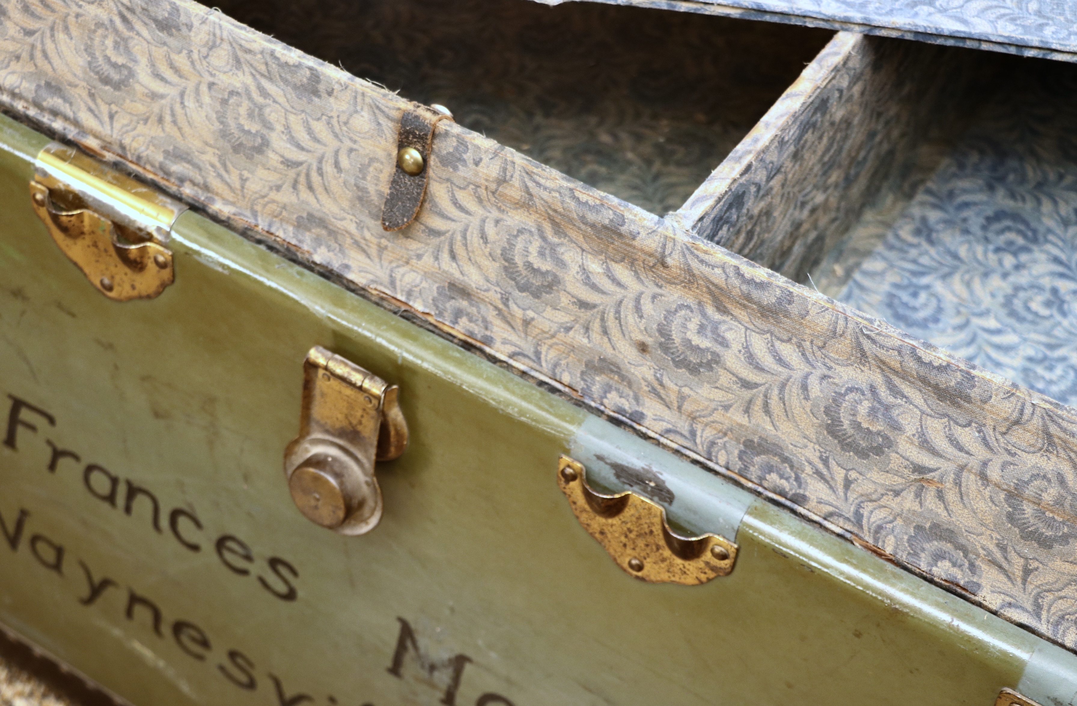 Flat-Top Steamer Trunk Personalized "Frances Morris", Early 20th Century