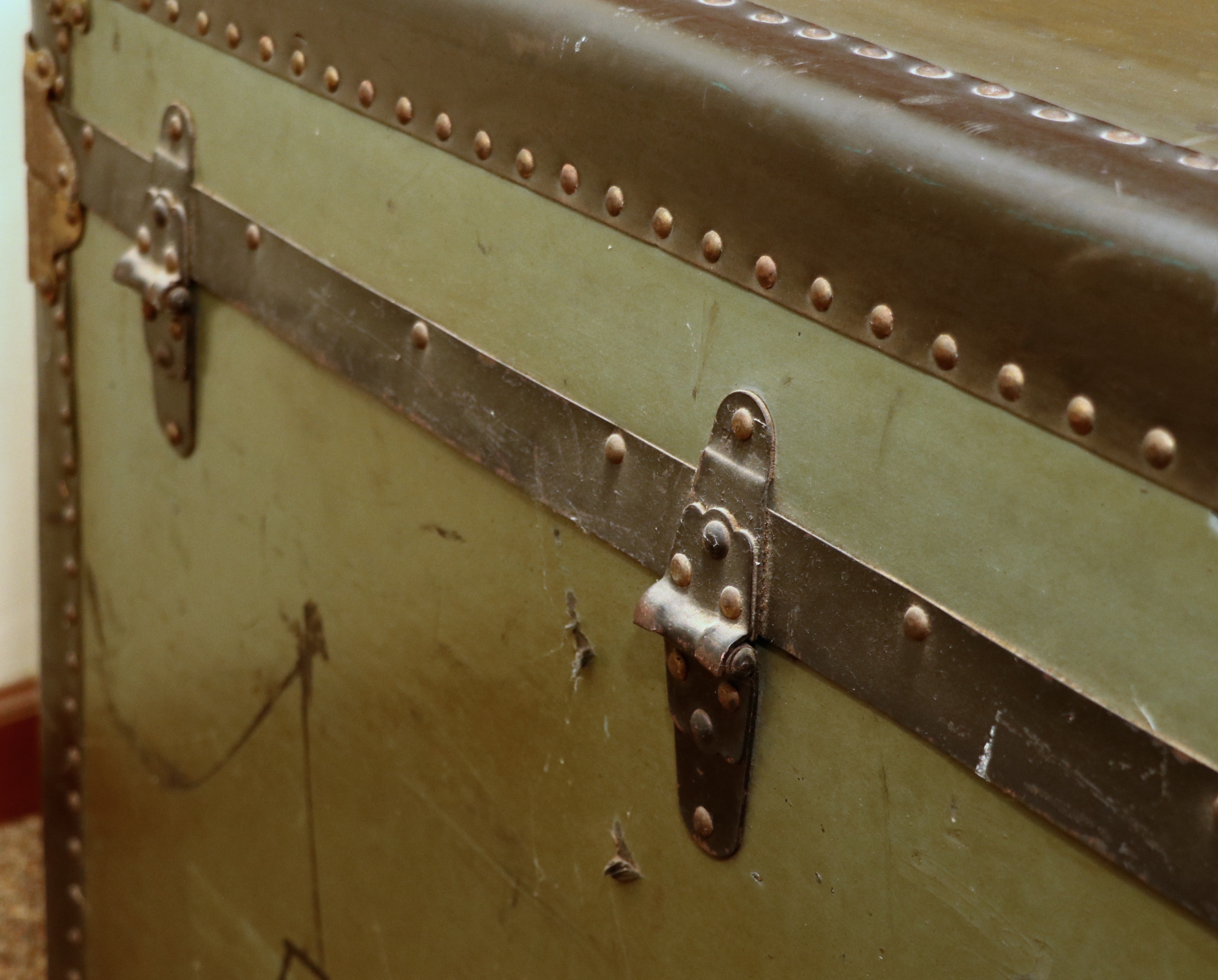 Flat-Top Steamer Trunk Personalized "Frances Morris", Early 20th Century