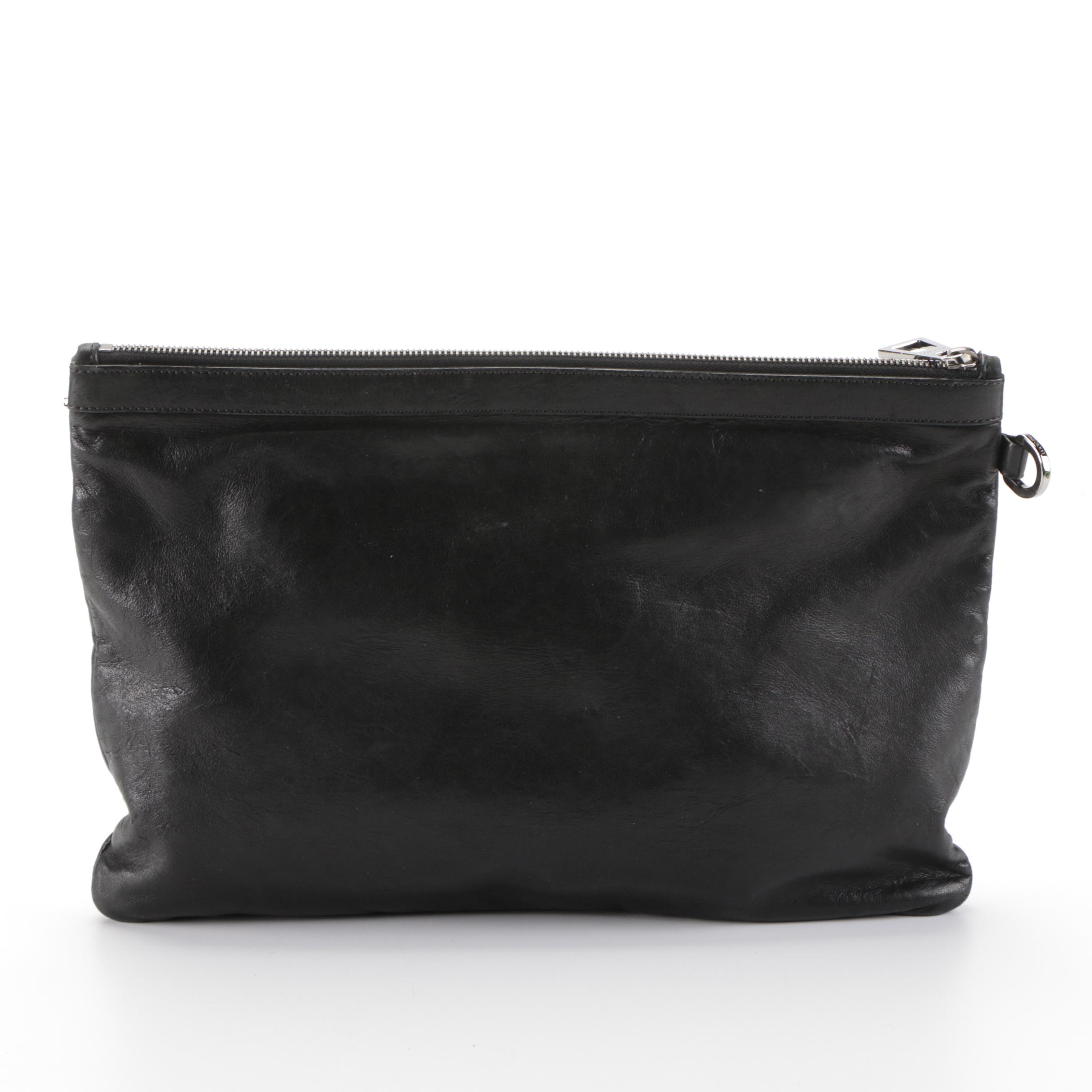 Jimmy Choo Star Studded Oversized Clutch in Black Leather