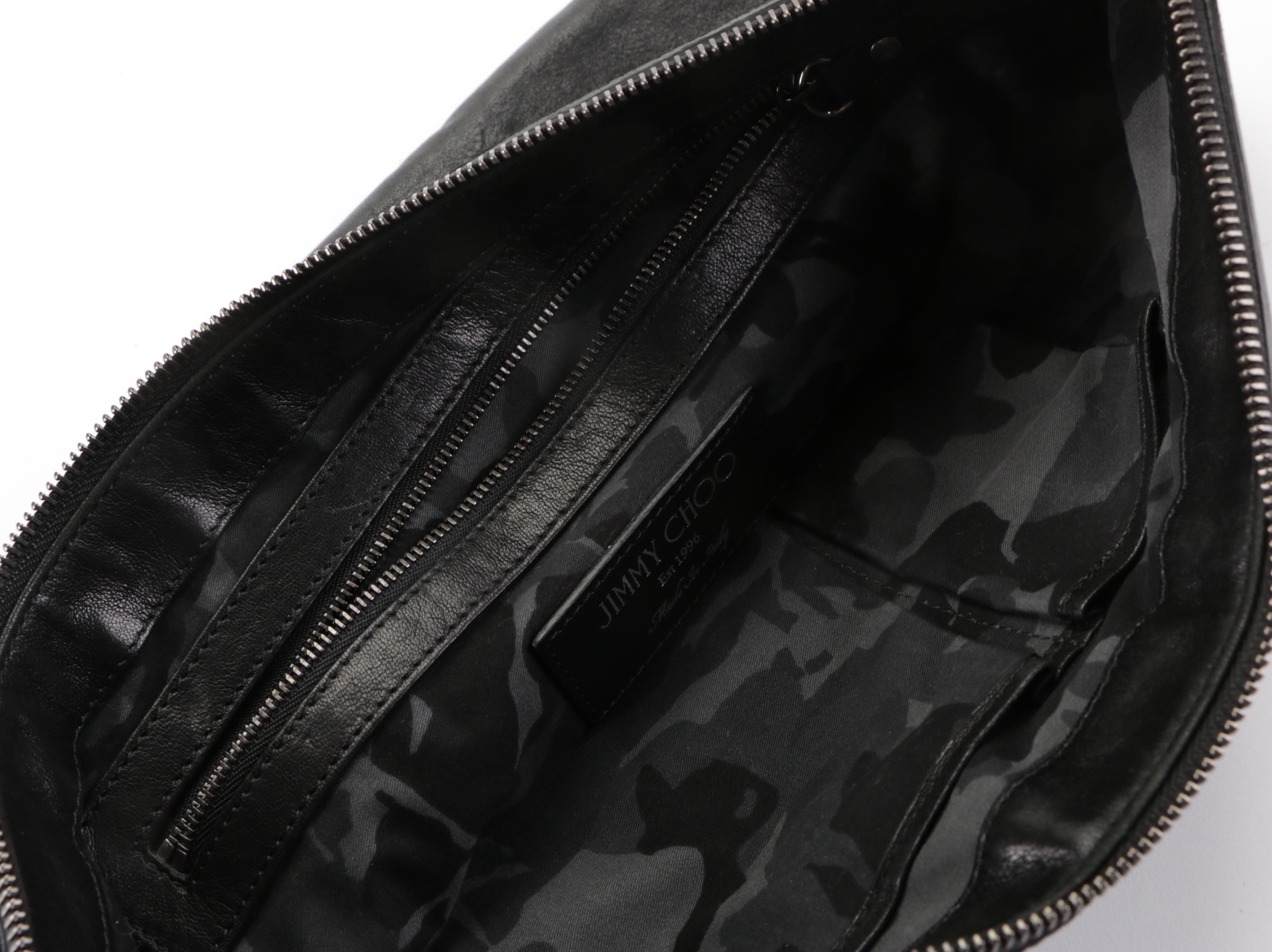 Jimmy Choo Star Studded Oversized Clutch in Black Leather