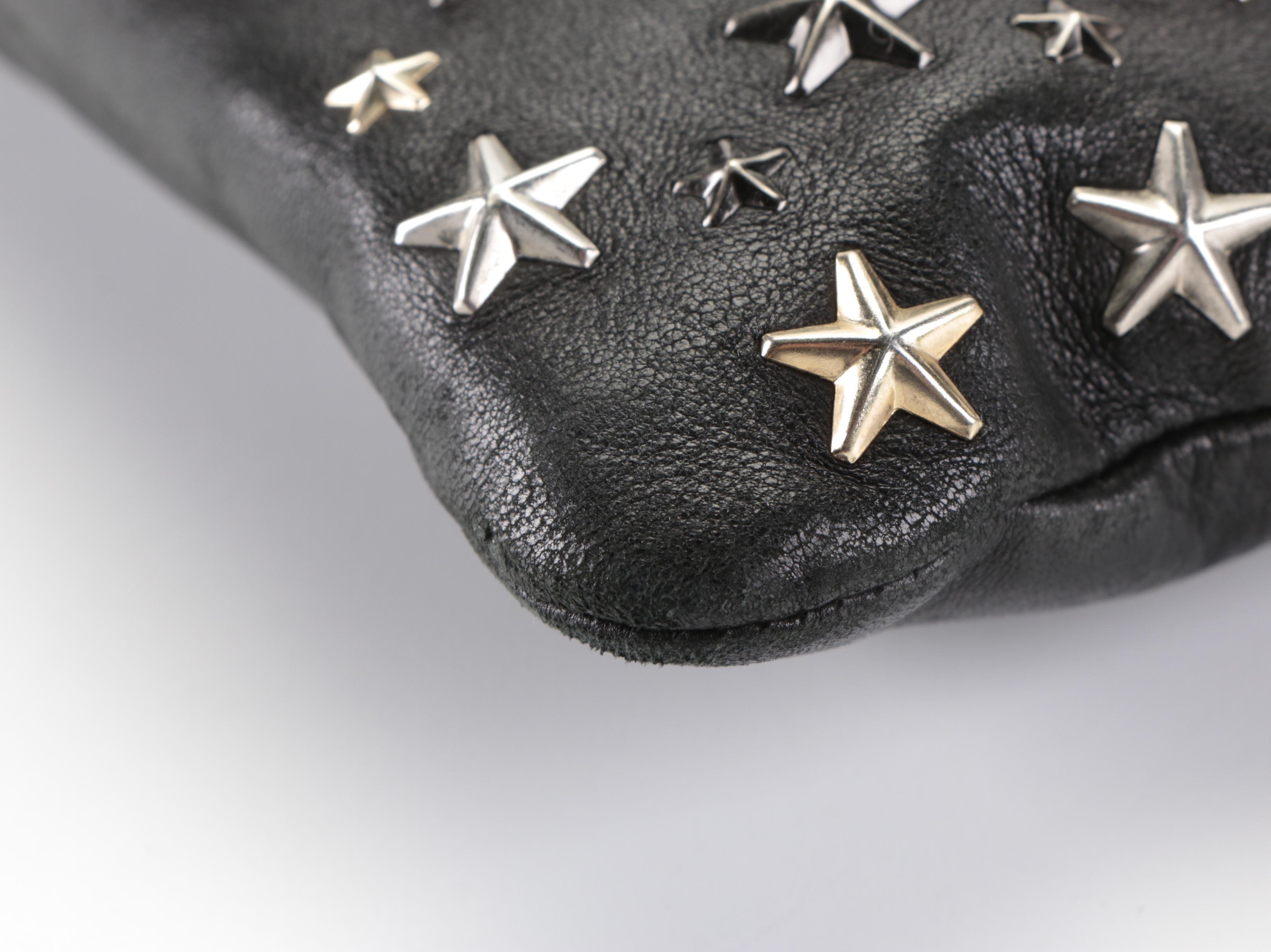 Jimmy Choo Star Studded Oversized Clutch in Black Leather