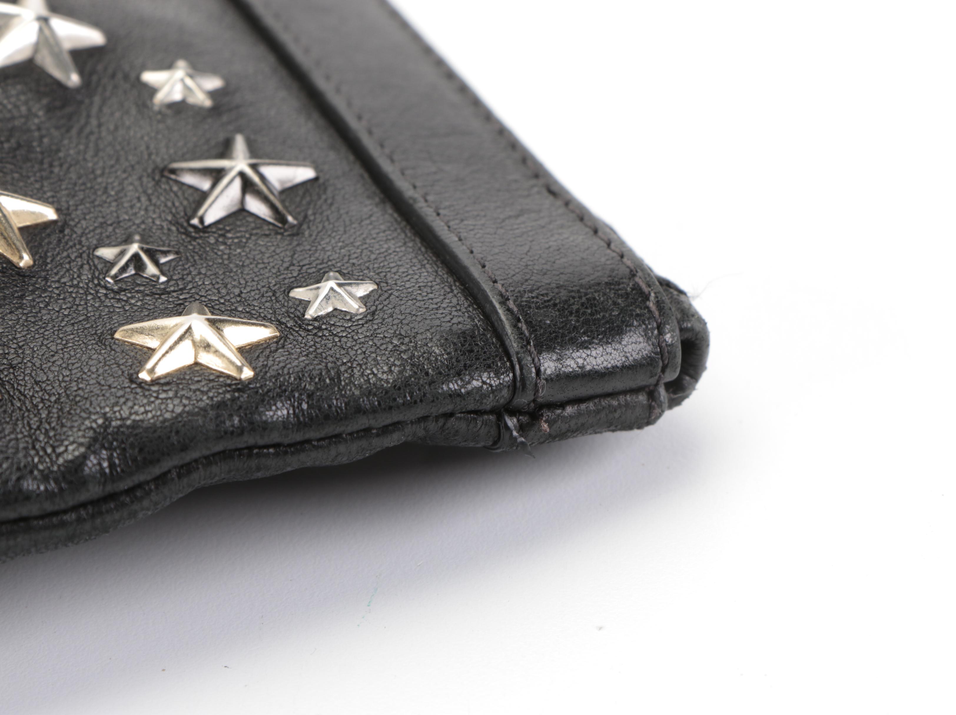 Jimmy Choo Star Studded Oversized Clutch in Black Leather
