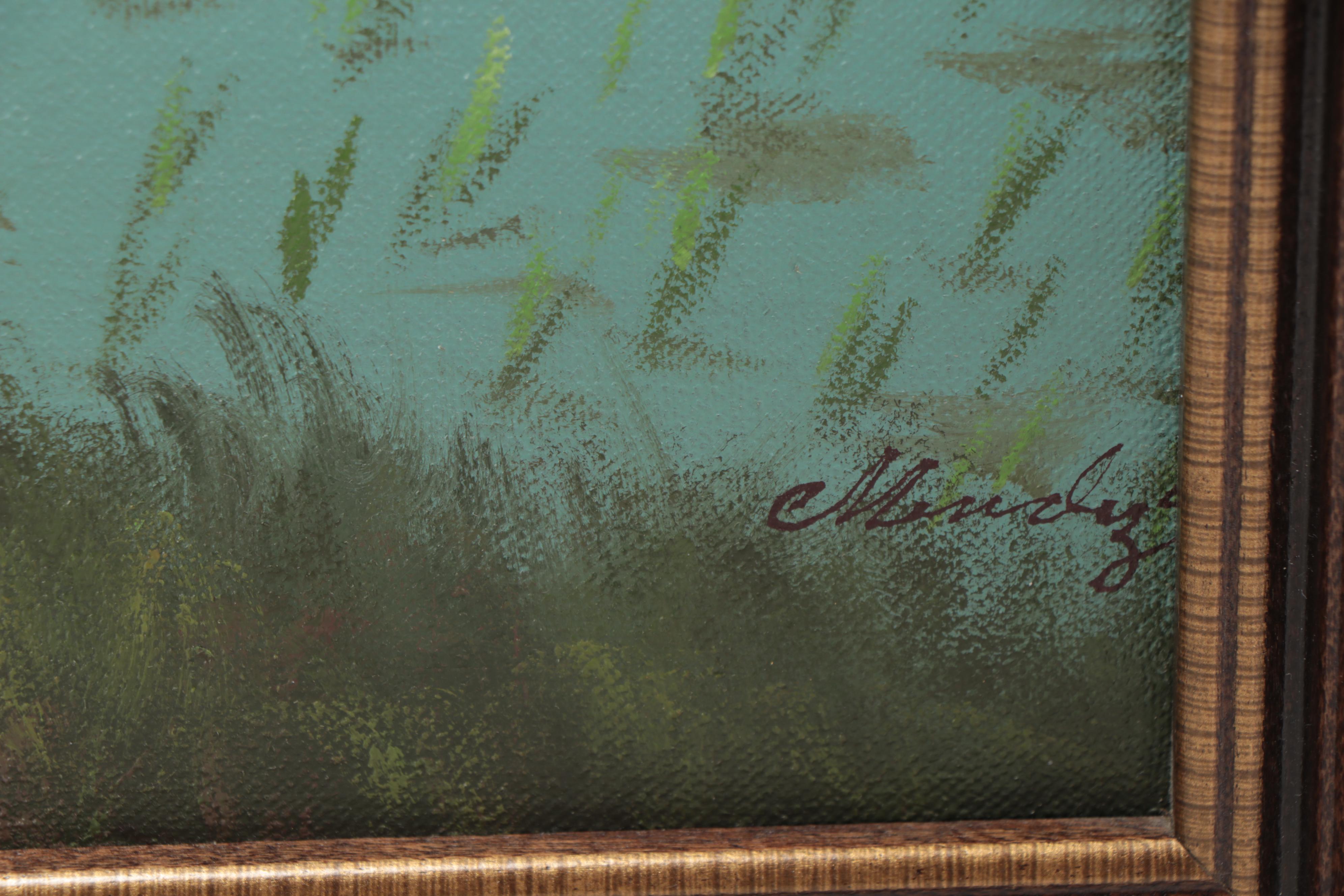 Southeast Asian Oil Painting of Rice Planting Scene