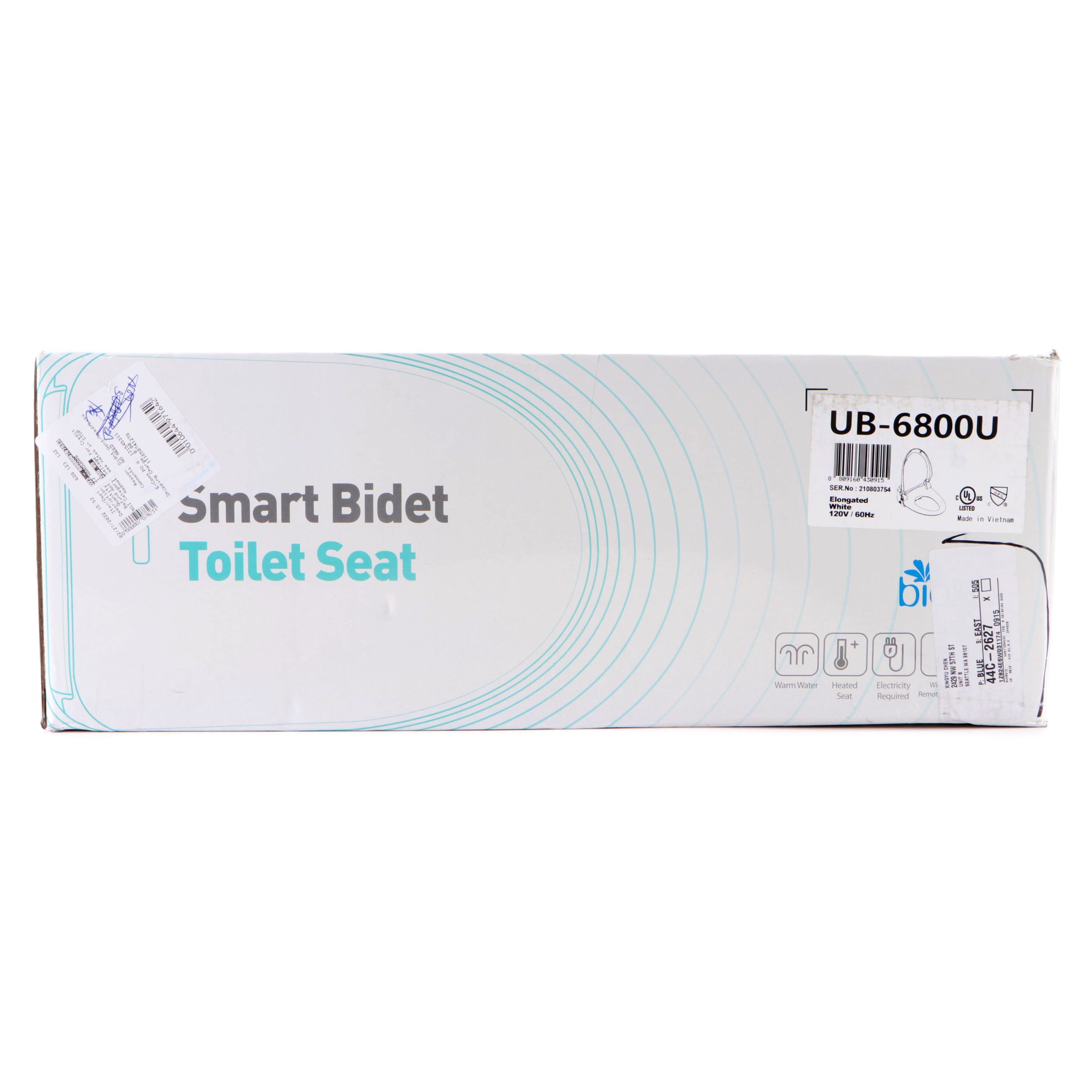 Biobidet UB-6800U Smart Bidet Elongated White Toilet Seat