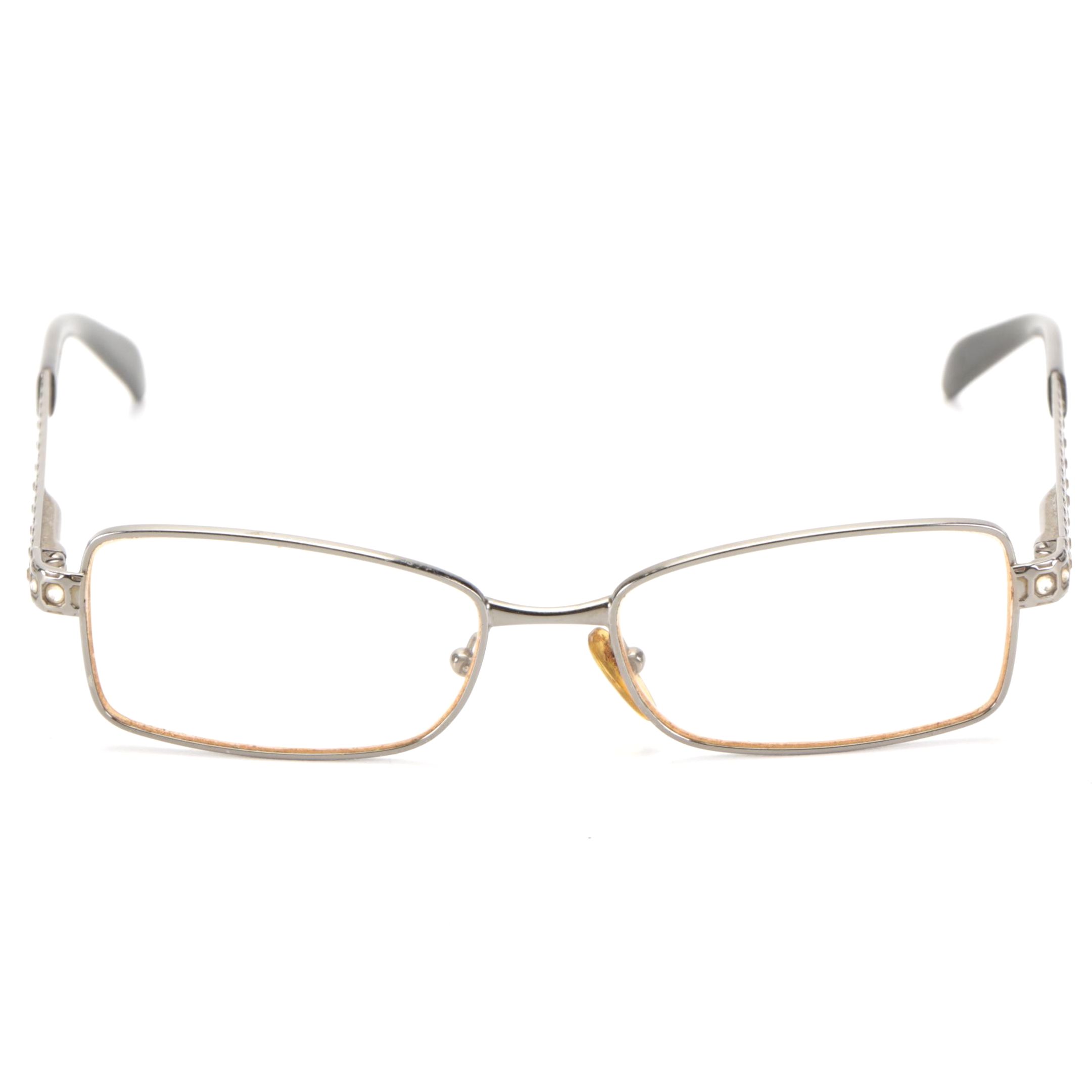 Prada Embellished Metal Frame Eyeglasses with Case