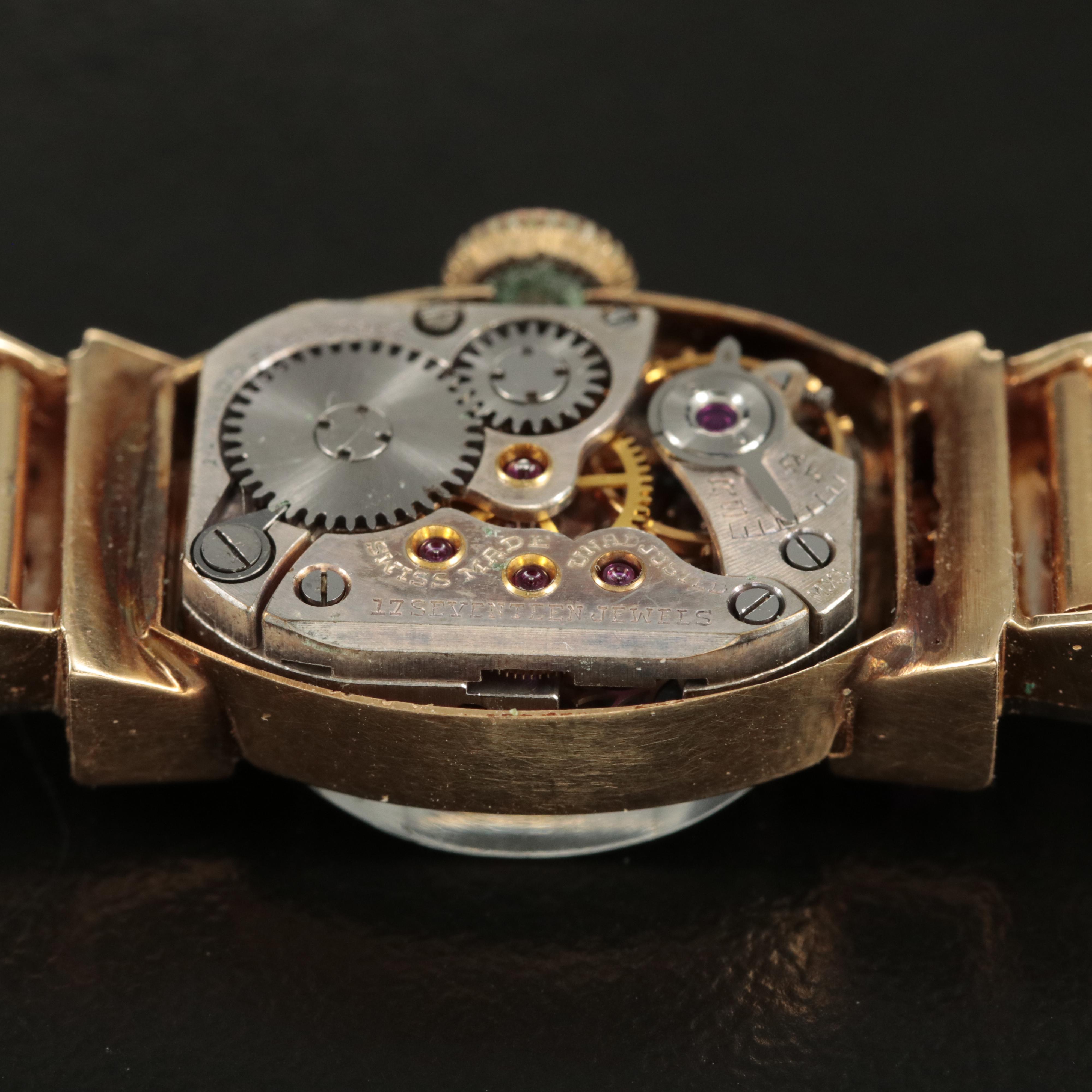 Vintage Movado 14K Ruby and Diamond Watch