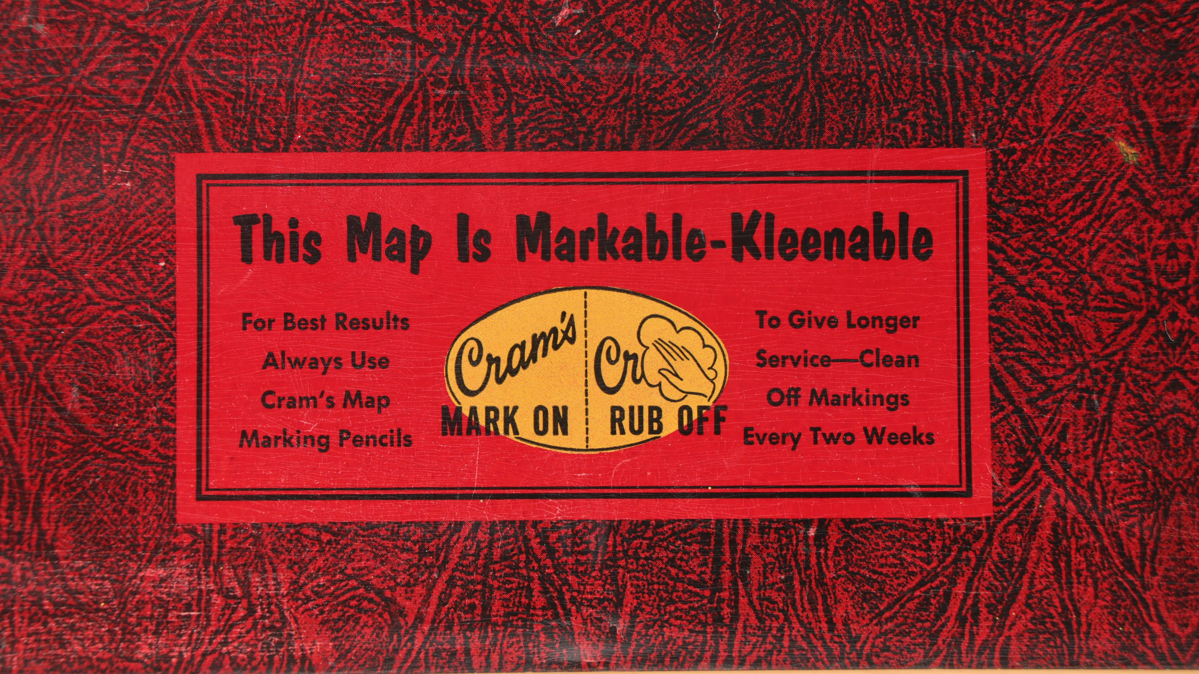 "Cram's  Beginners Map of the United States" Wall Mount Classroom Map