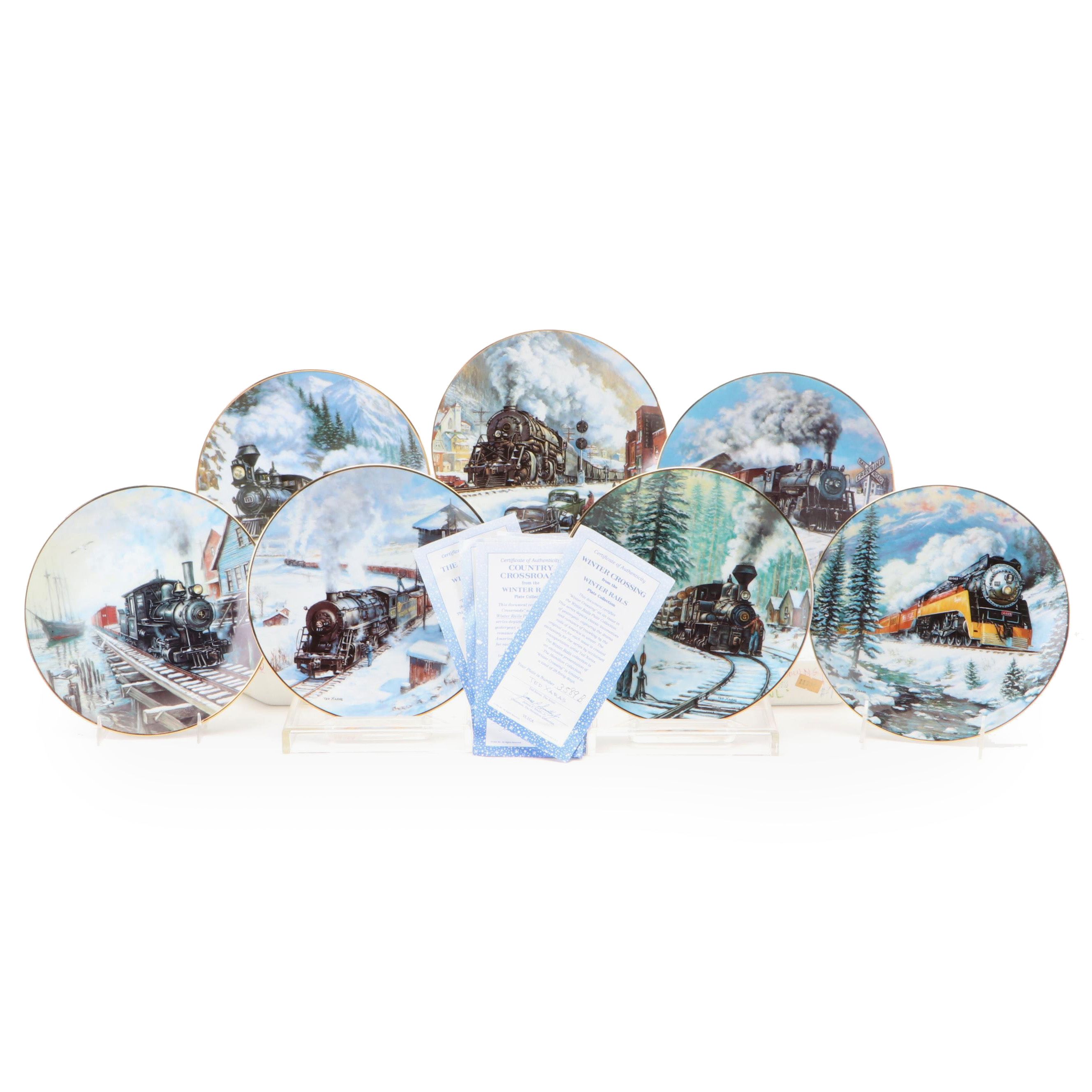 The Hamilton Collection "Winter Rails" Series Porcelain Collector Plates