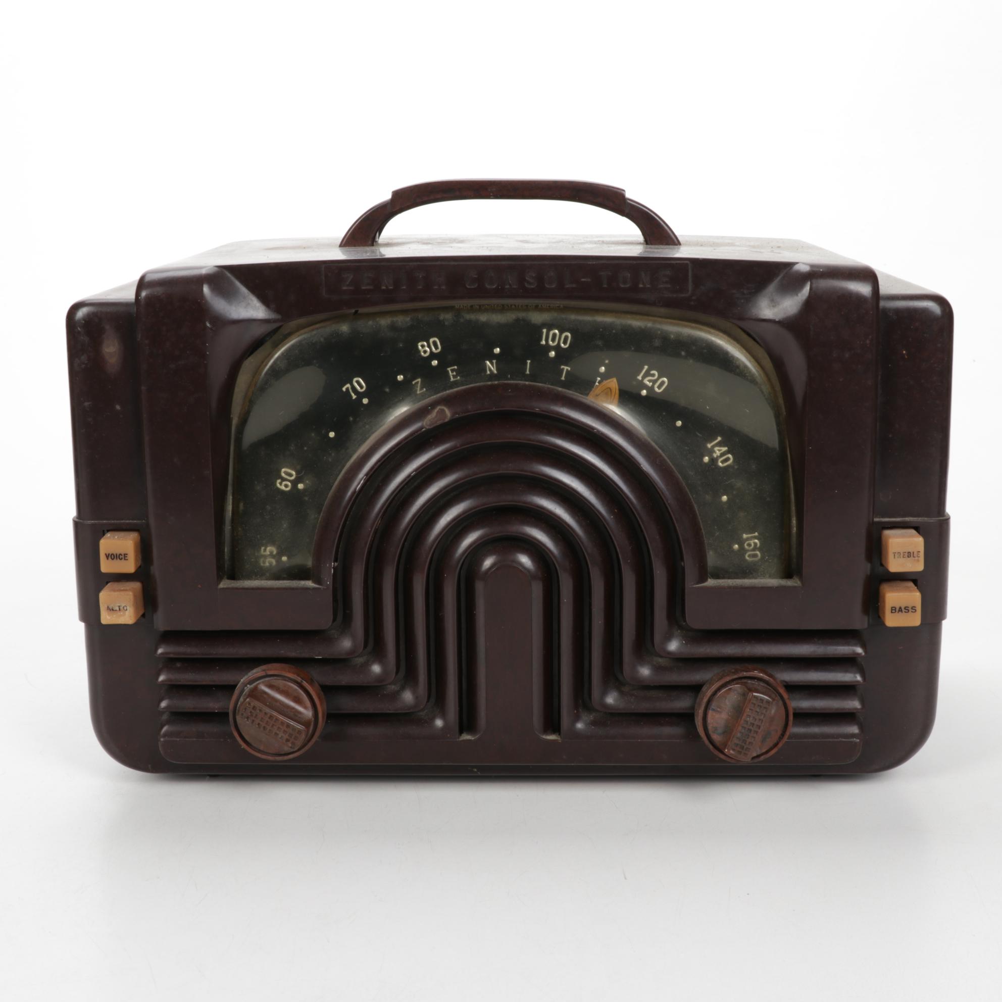 Mantola Magna-Beam and Zenith Consol-Tone Bakelite Radios, Mid/Late 20th Century