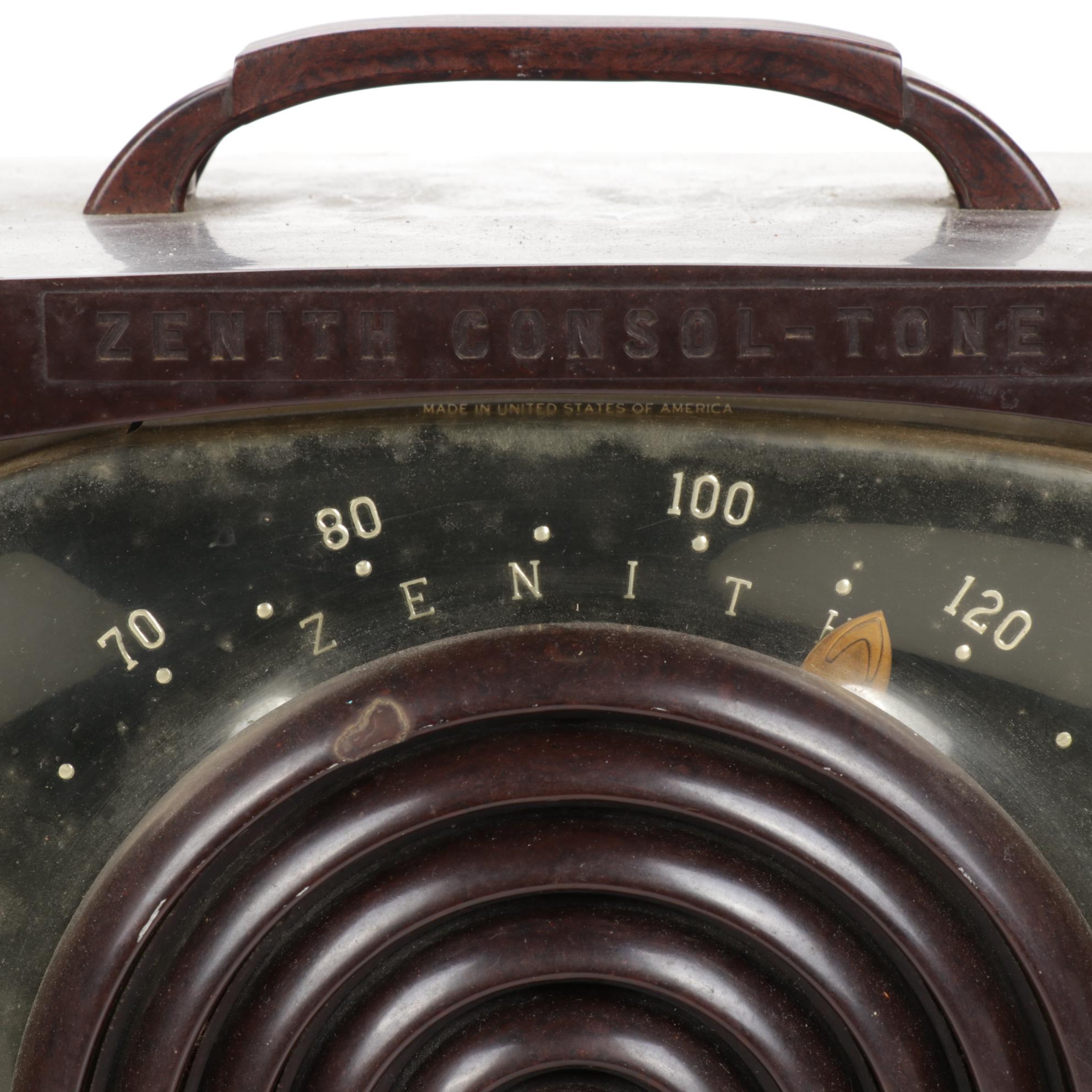 Mantola Magna-Beam and Zenith Consol-Tone Bakelite Radios, Mid/Late 20th Century