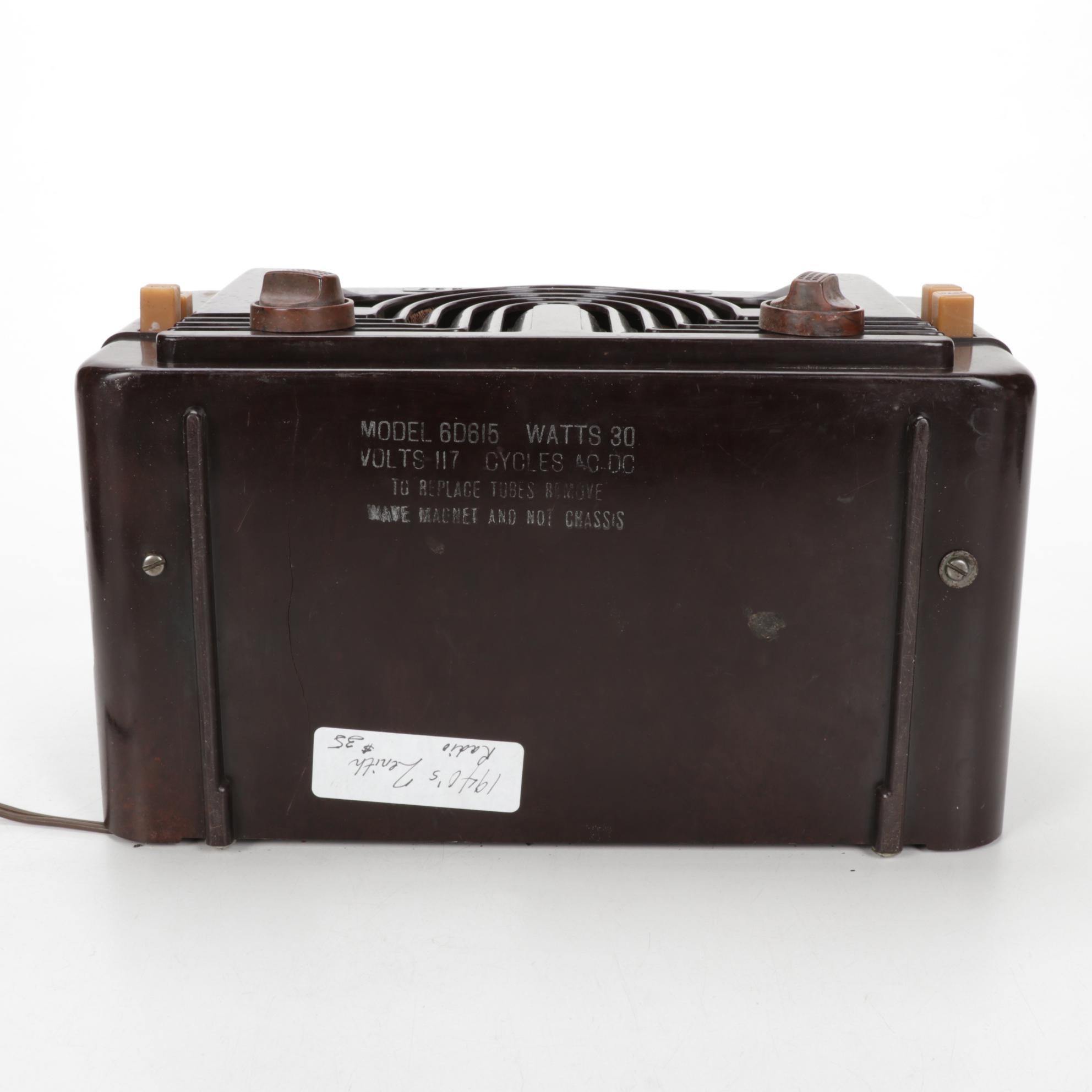 Mantola Magna-Beam and Zenith Consol-Tone Bakelite Radios, Mid/Late 20th Century