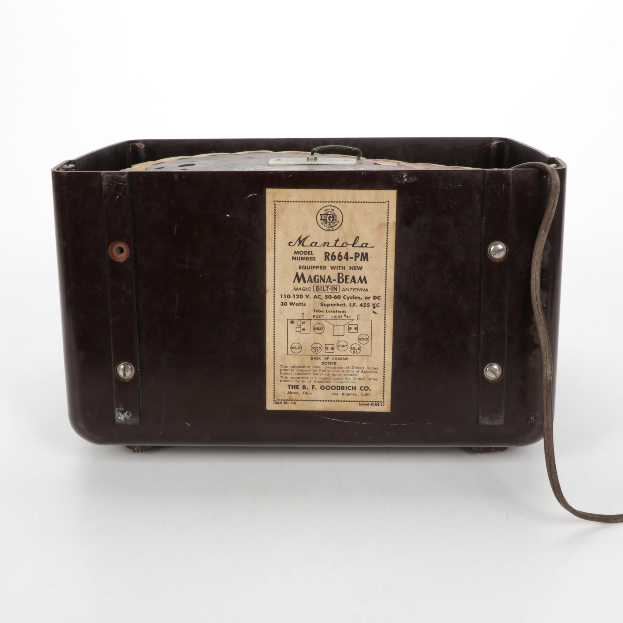 Mantola Magna-Beam and Zenith Consol-Tone Bakelite Radios, Mid/Late 20th Century