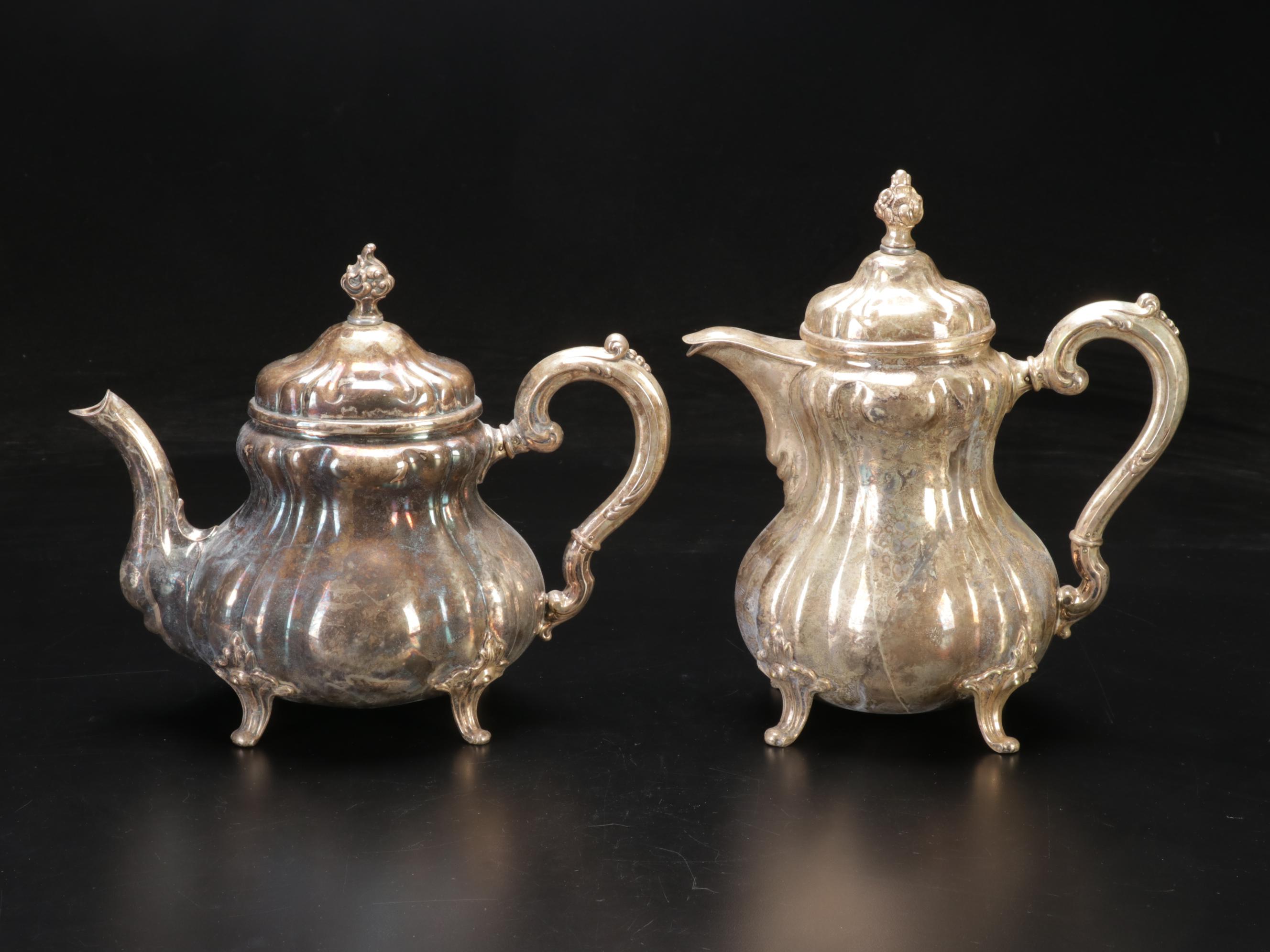 Wilhelm Bender German 835 Silver Coffee and Tea Service, Late 19th Century
